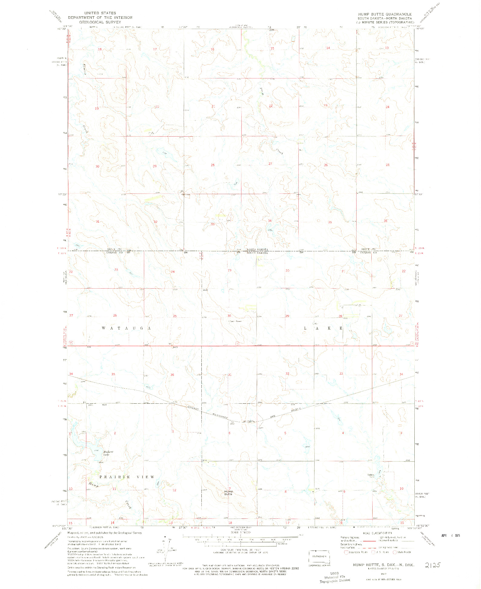 USGS 1:24000-SCALE QUADRANGLE FOR HUMP BUTTE, SD 1972