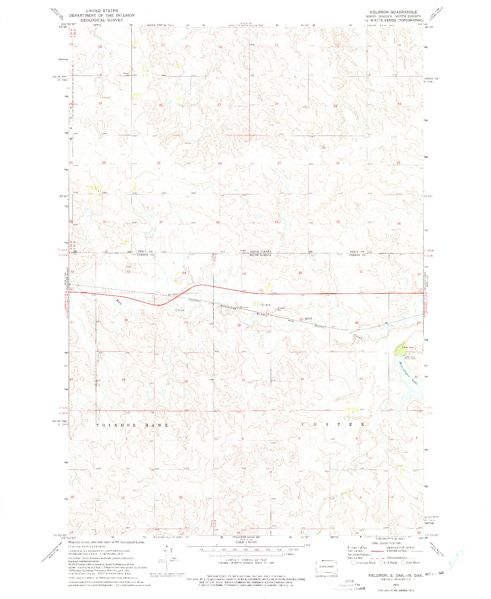 USGS 1:24000-SCALE QUADRANGLE FOR KELDRON, SD 1972
