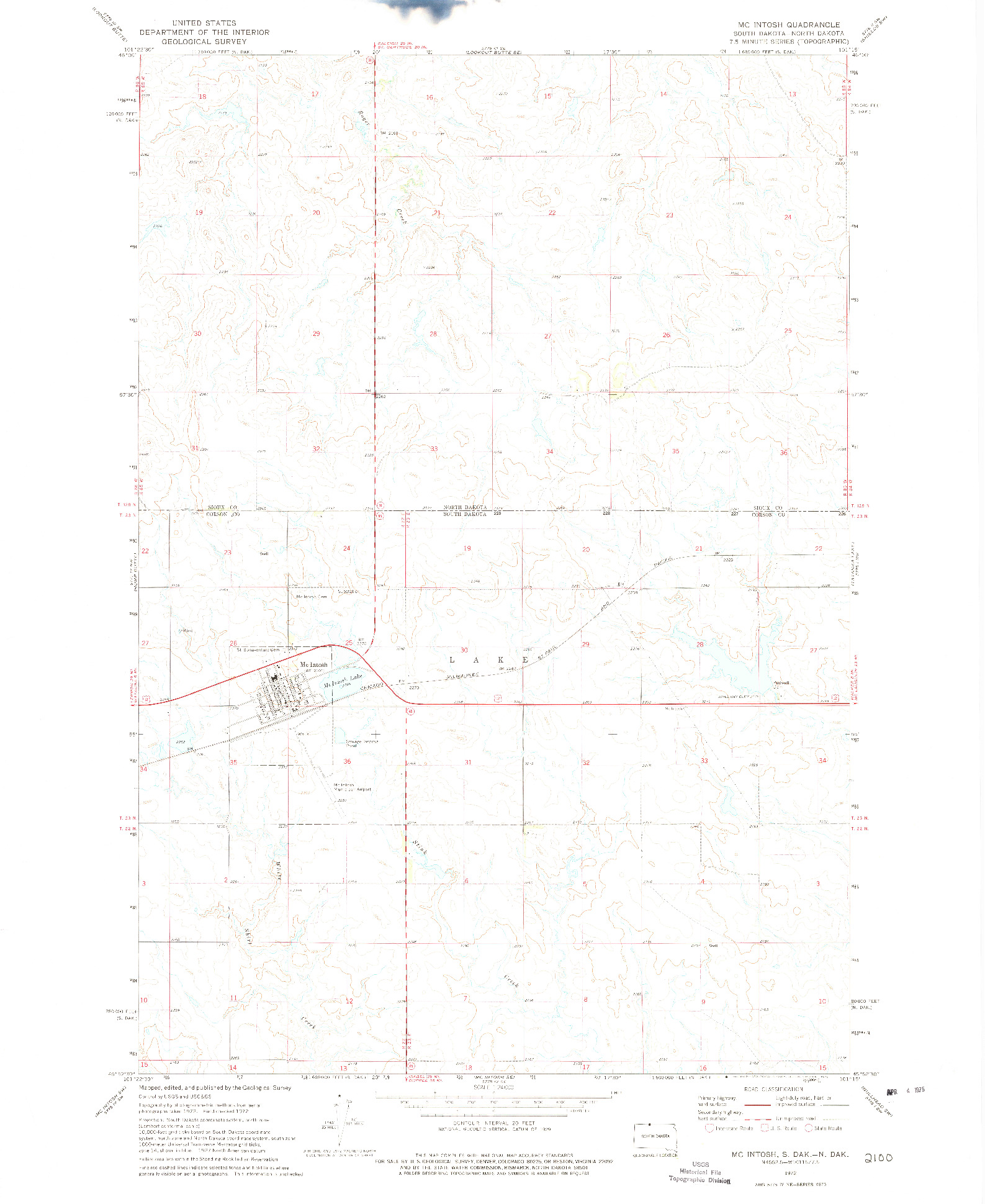 USGS 1:24000-SCALE QUADRANGLE FOR MCINTOSH, SD 1972