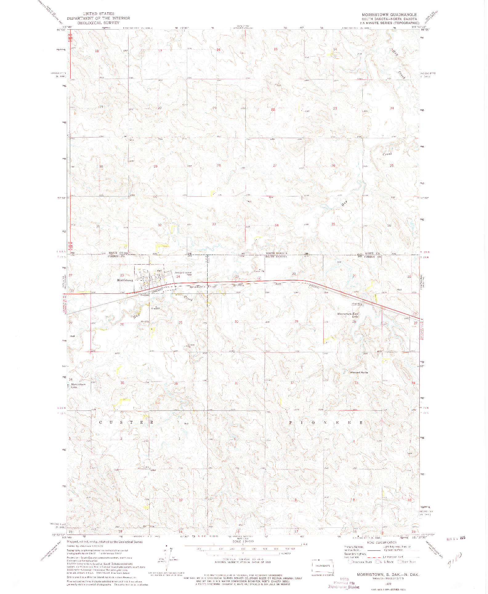 USGS 1:24000-SCALE QUADRANGLE FOR MORRISTOWN, SD 1972