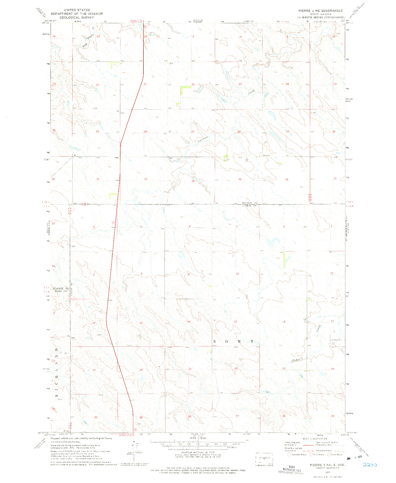 USGS 1:24000-SCALE QUADRANGLE FOR PIERRE 3 NE, SD 1972