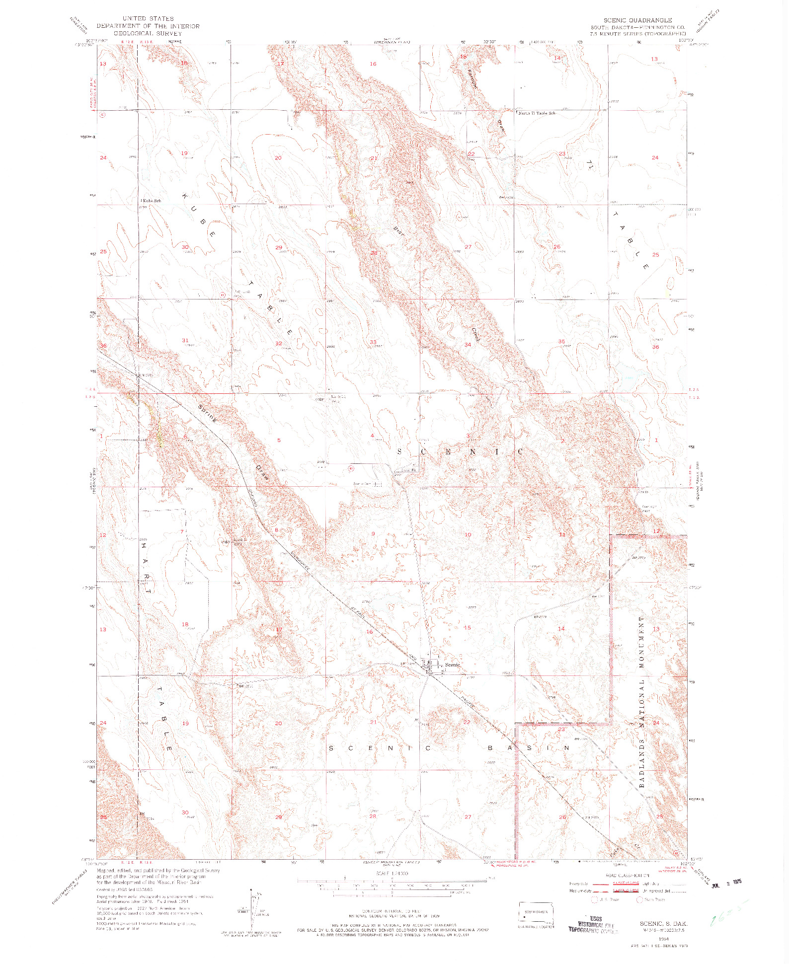 USGS 1:24000-SCALE QUADRANGLE FOR SCENIC, SD 1954