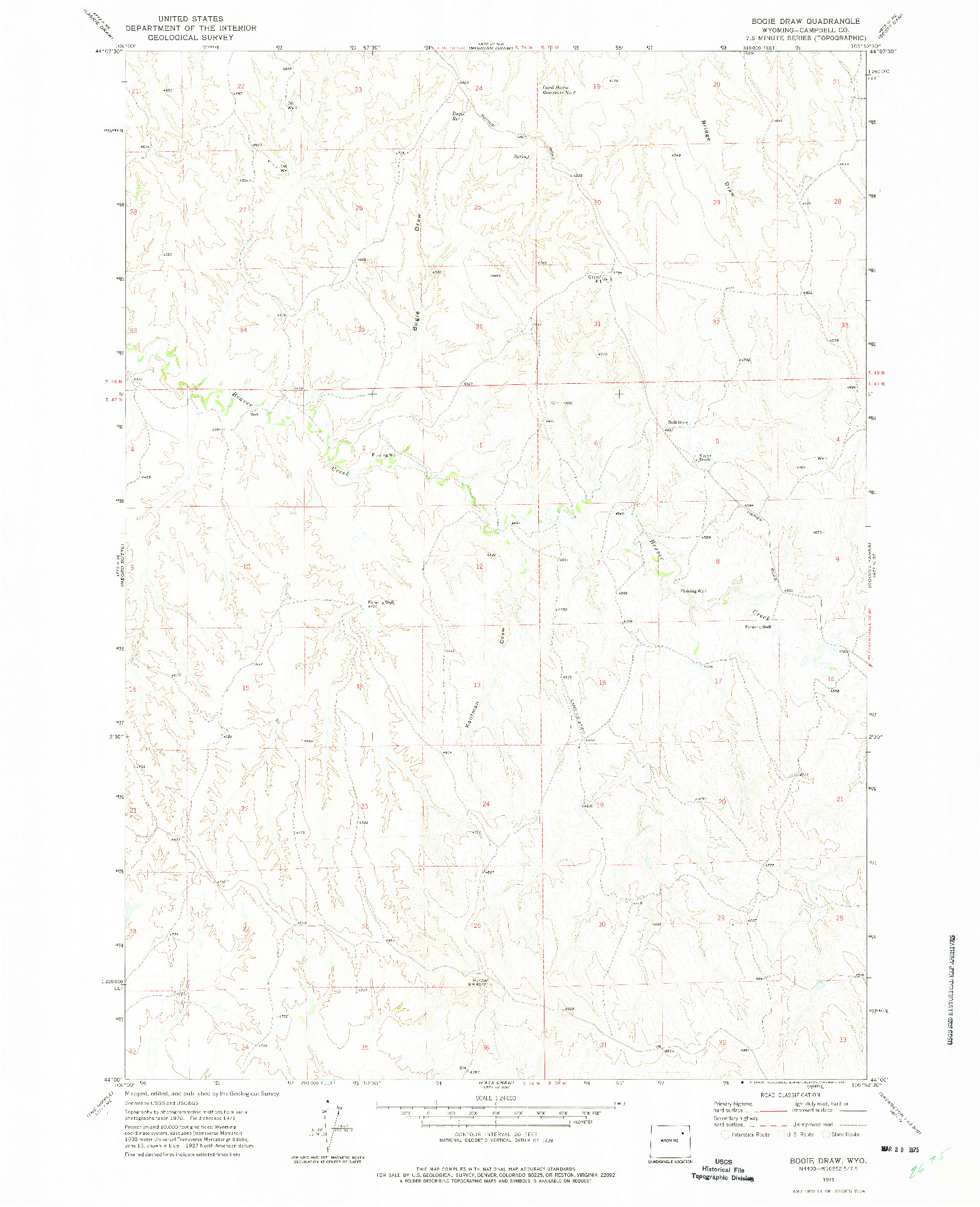 USGS 1:24000-SCALE QUADRANGLE FOR BOGIE DRAW, WY 1971