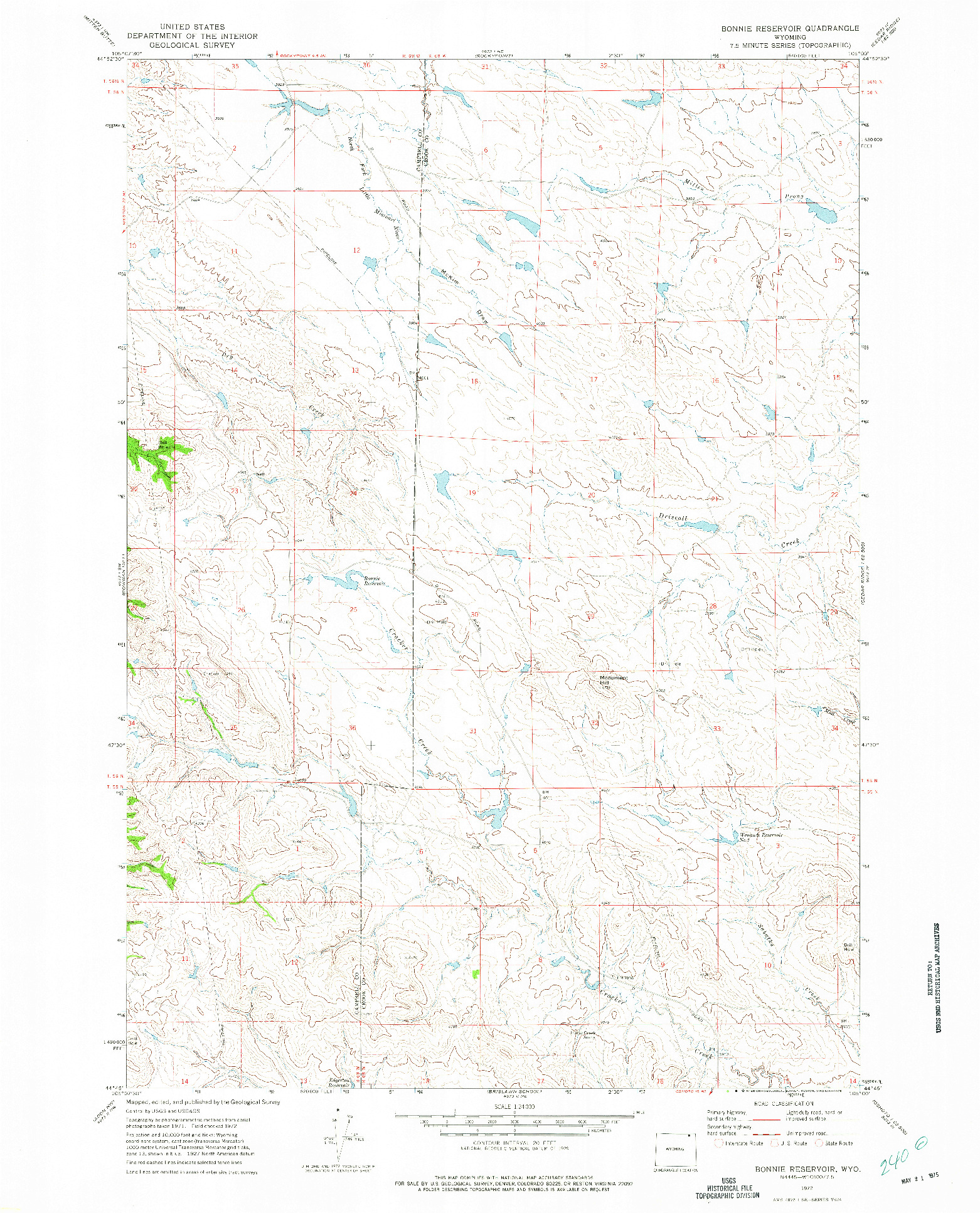 USGS 1:24000-SCALE QUADRANGLE FOR BONNIE RESERVOIR, WY 1972