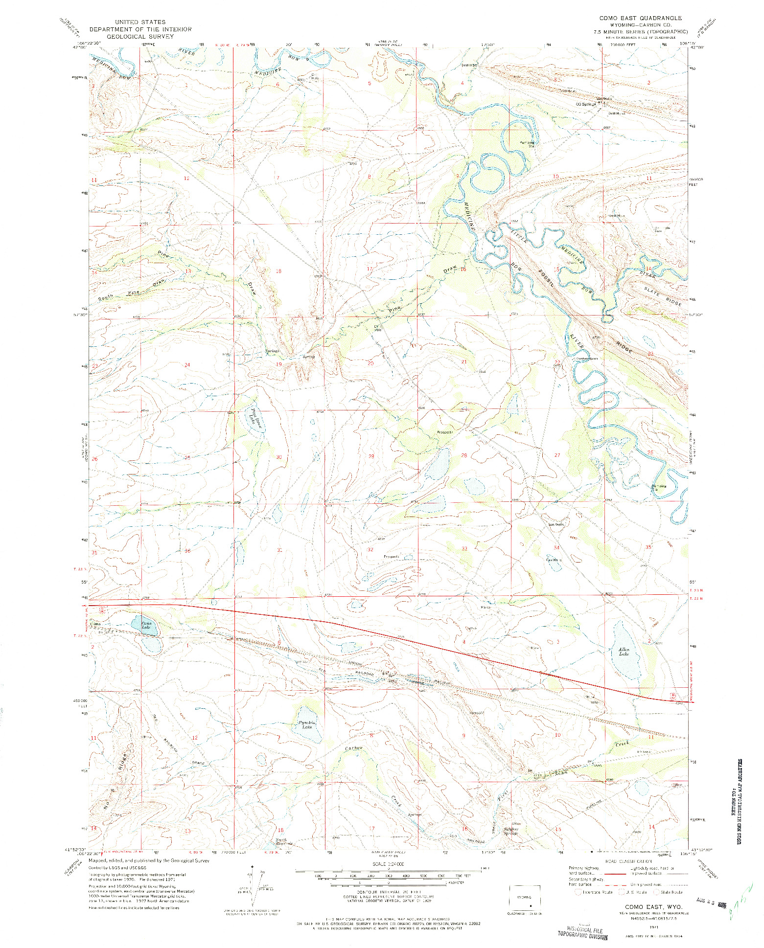 USGS 1:24000-SCALE QUADRANGLE FOR COMO EAST, WY 1971