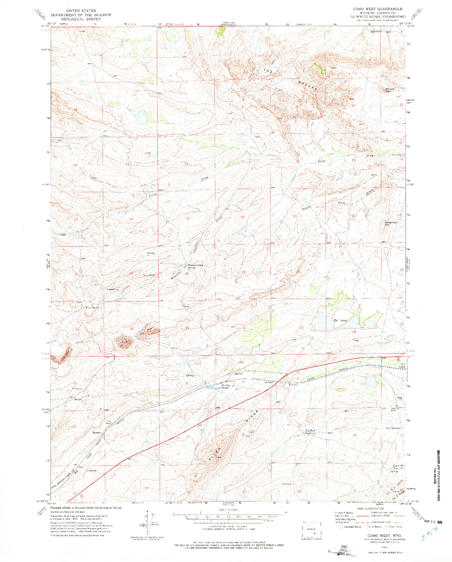 USGS 1:24000-SCALE QUADRANGLE FOR COMO WEST, WY 1971