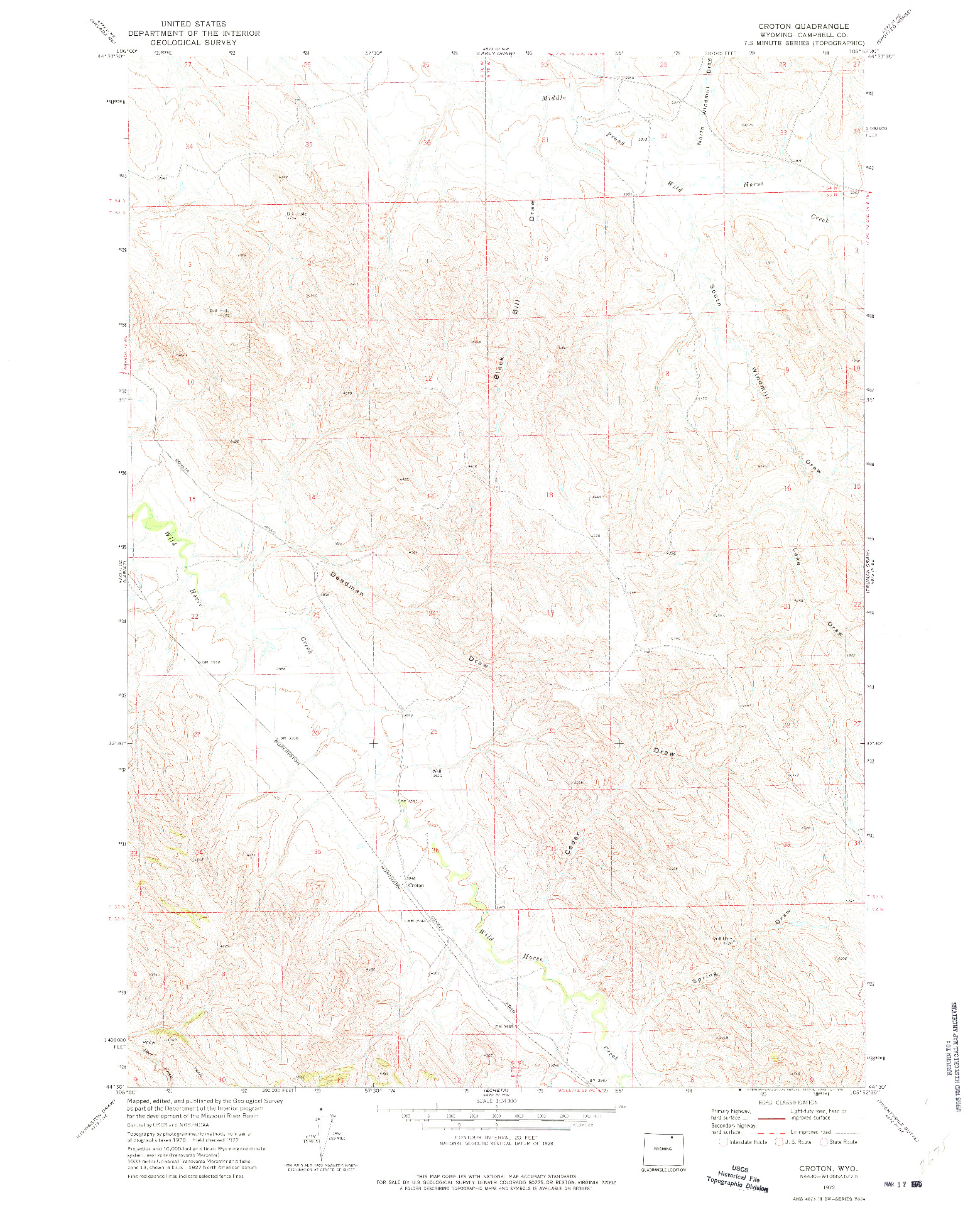 USGS 1:24000-SCALE QUADRANGLE FOR CROTON, WY 1972