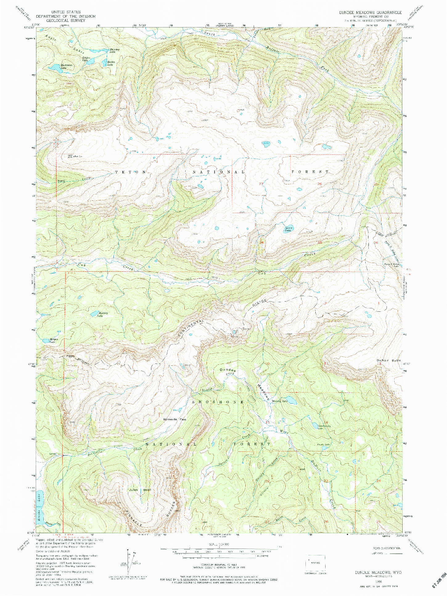 USGS 1:24000-SCALE QUADRANGLE FOR DUNDEE MEADOWS, WY 1956