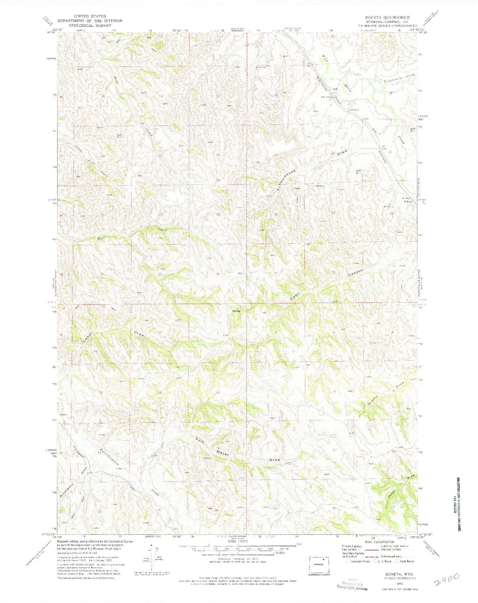 USGS 1:24000-SCALE QUADRANGLE FOR ECHETA, WY 1972