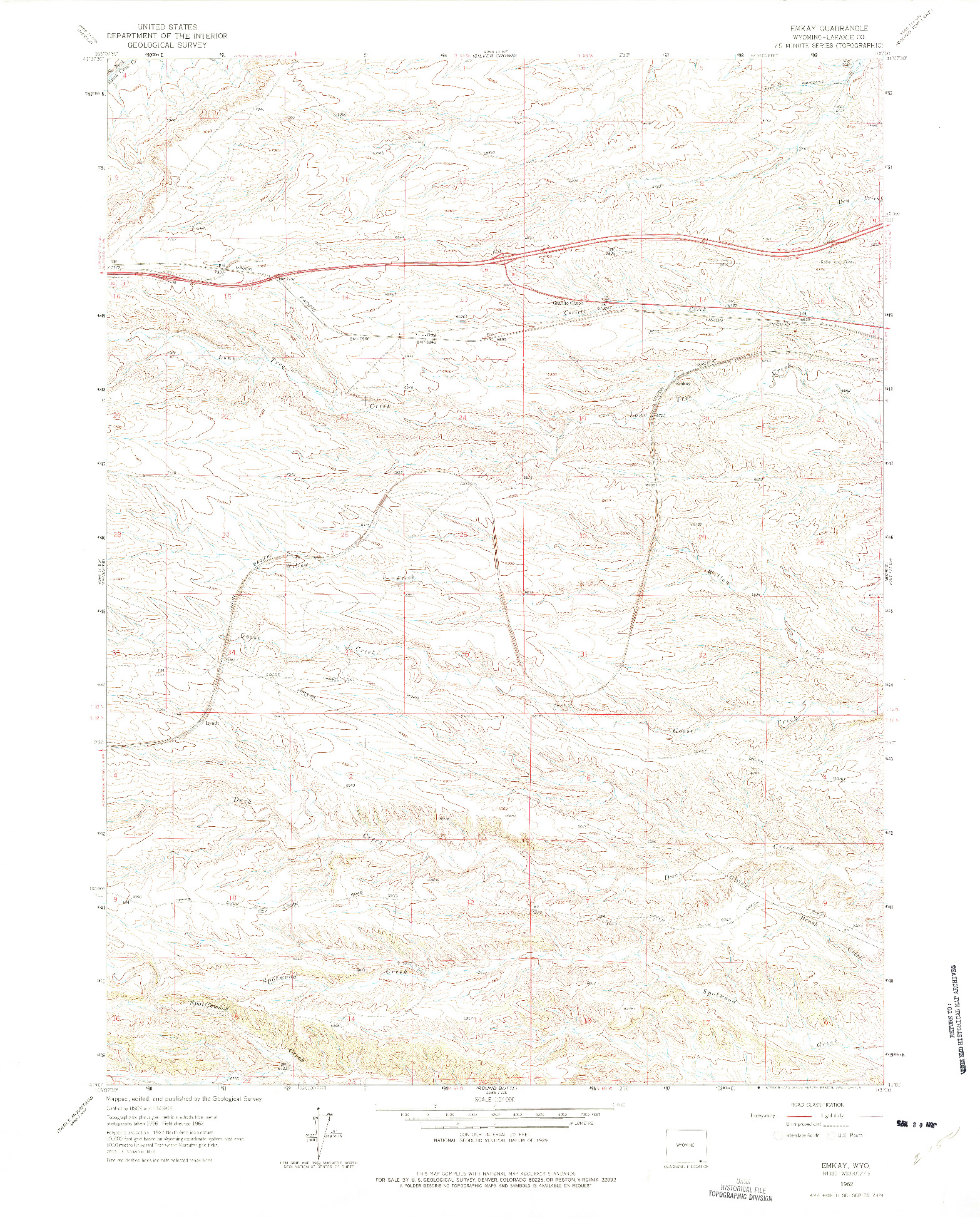 USGS 1:24000-SCALE QUADRANGLE FOR EMKAY, WY 1962