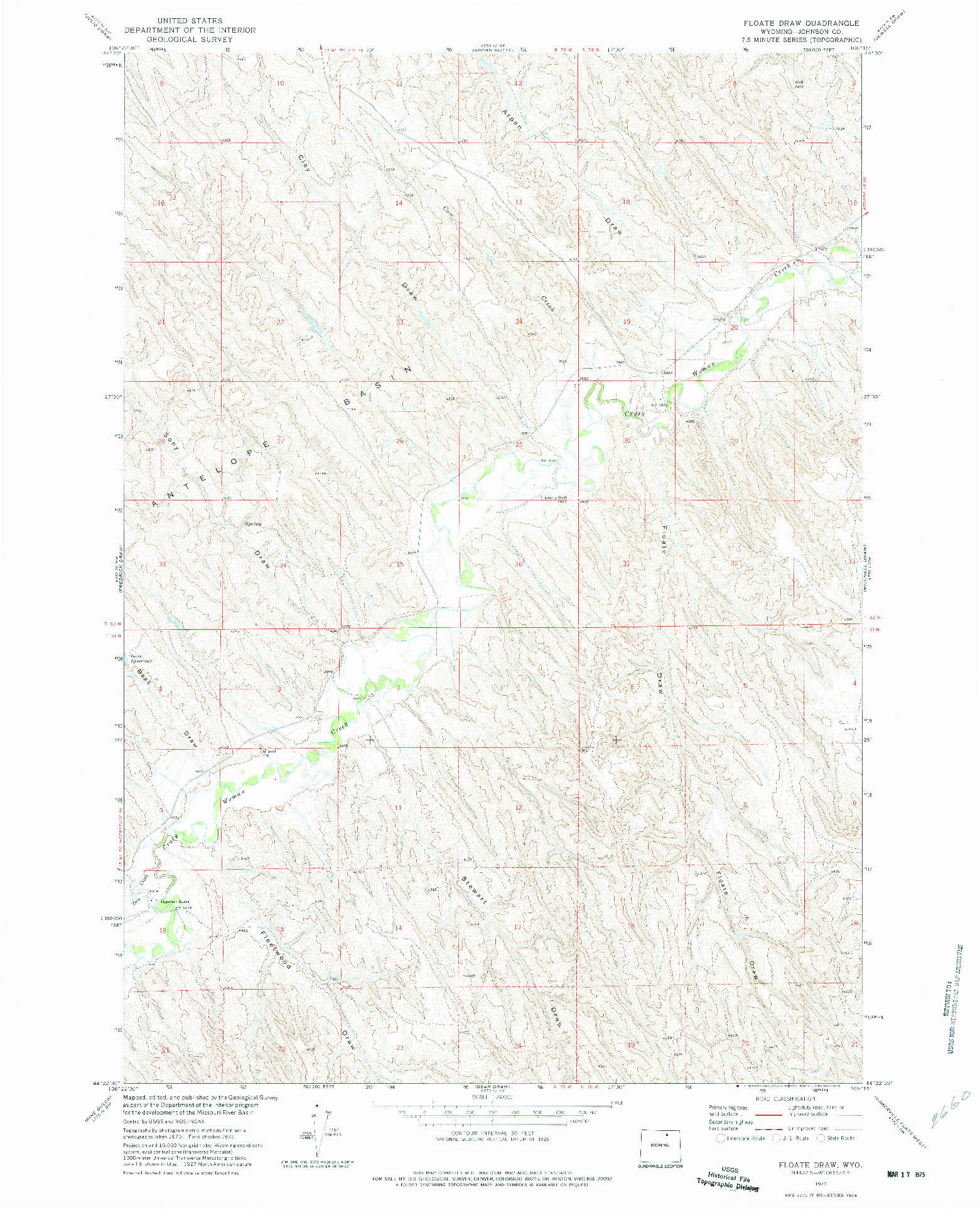 USGS 1:24000-SCALE QUADRANGLE FOR FLOATE DRAW, WY 1972