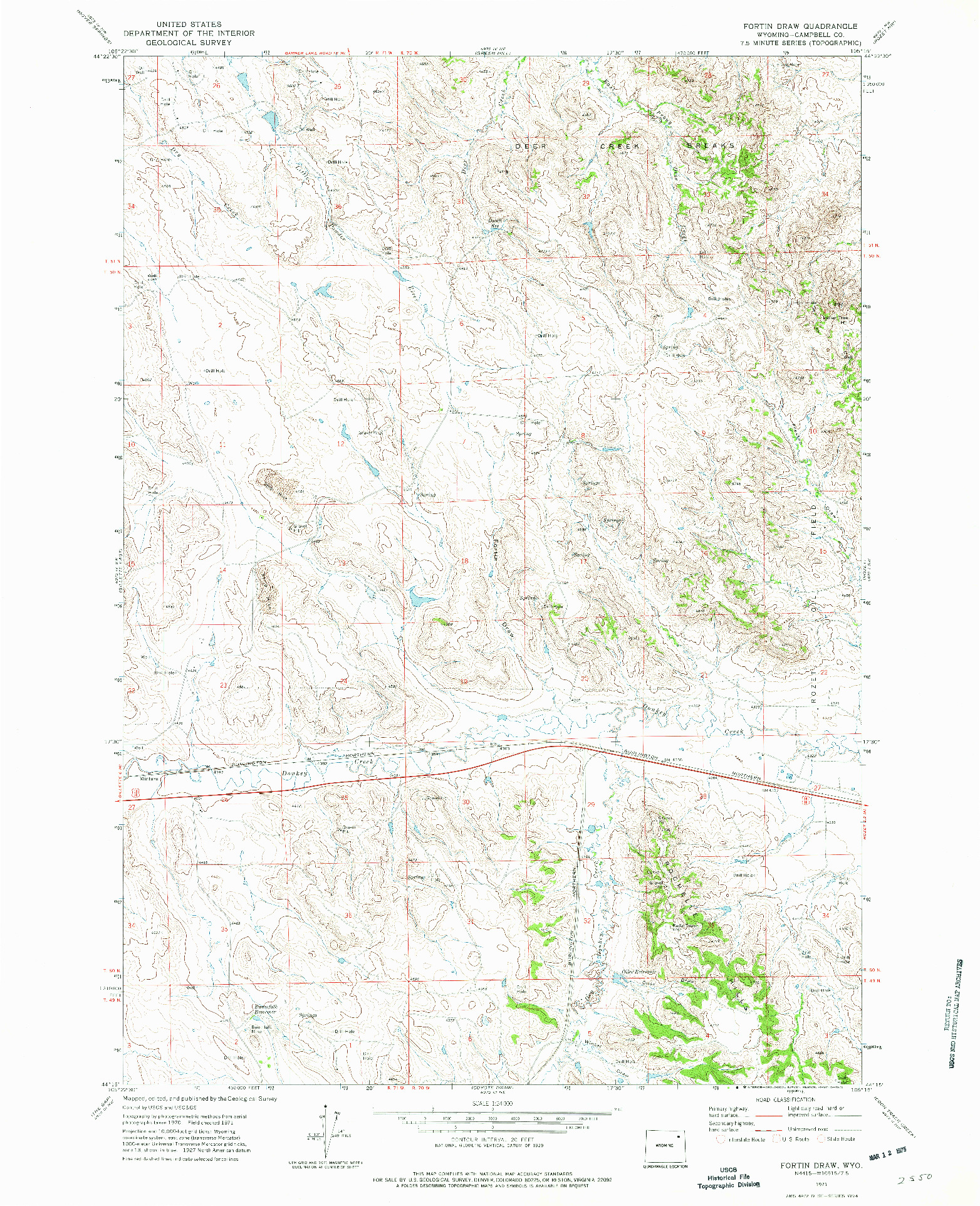 USGS 1:24000-SCALE QUADRANGLE FOR FORTIN DRAW, WY 1971