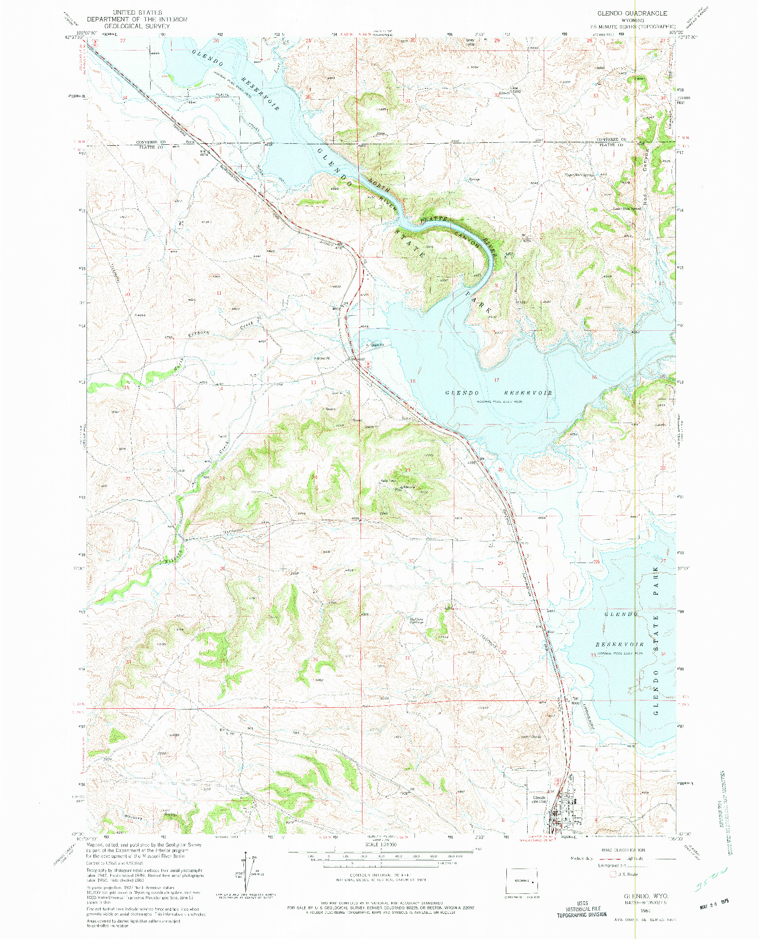 USGS 1:24000-SCALE QUADRANGLE FOR GLENDO, WY 1961