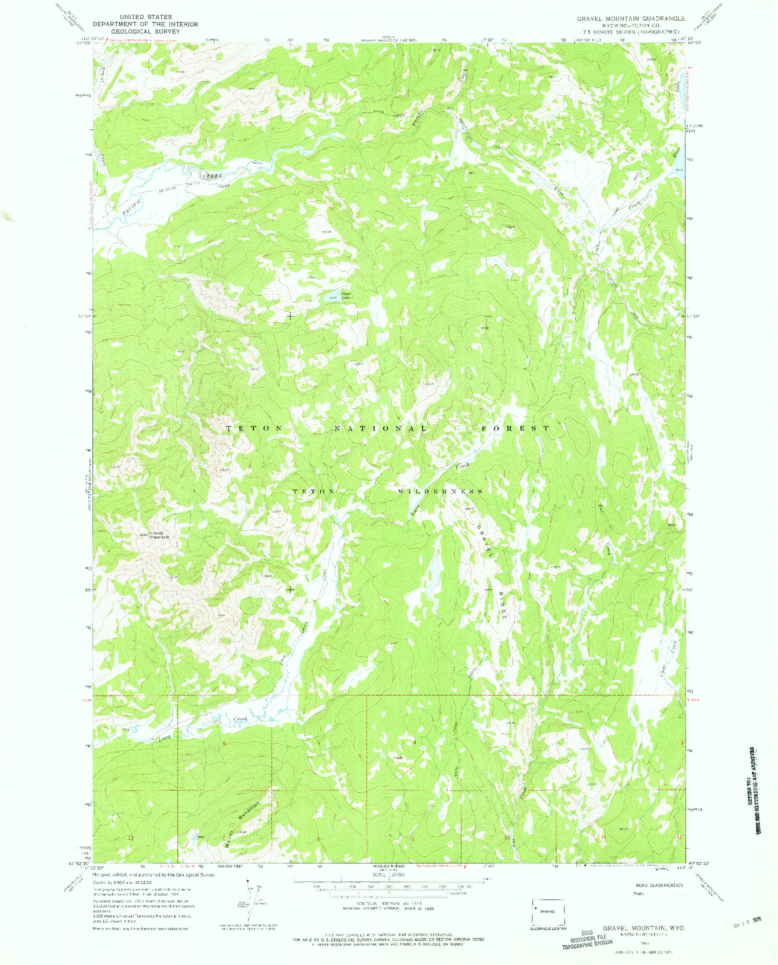 USGS 1:24000-SCALE QUADRANGLE FOR GRAVEL MOUNTAIN, WY 1965