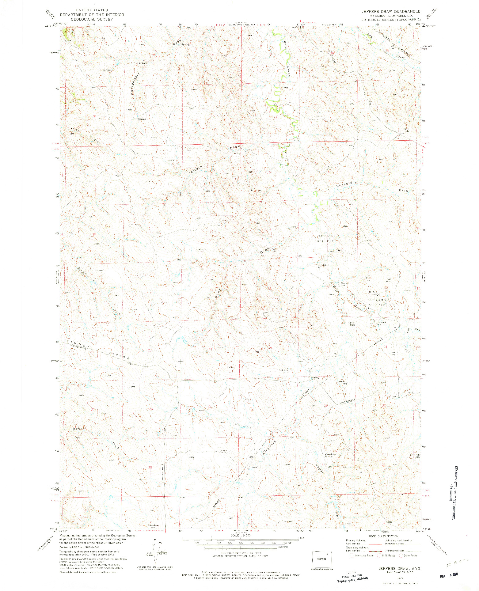 USGS 1:24000-SCALE QUADRANGLE FOR JEFFERS DRAW, WY 1972