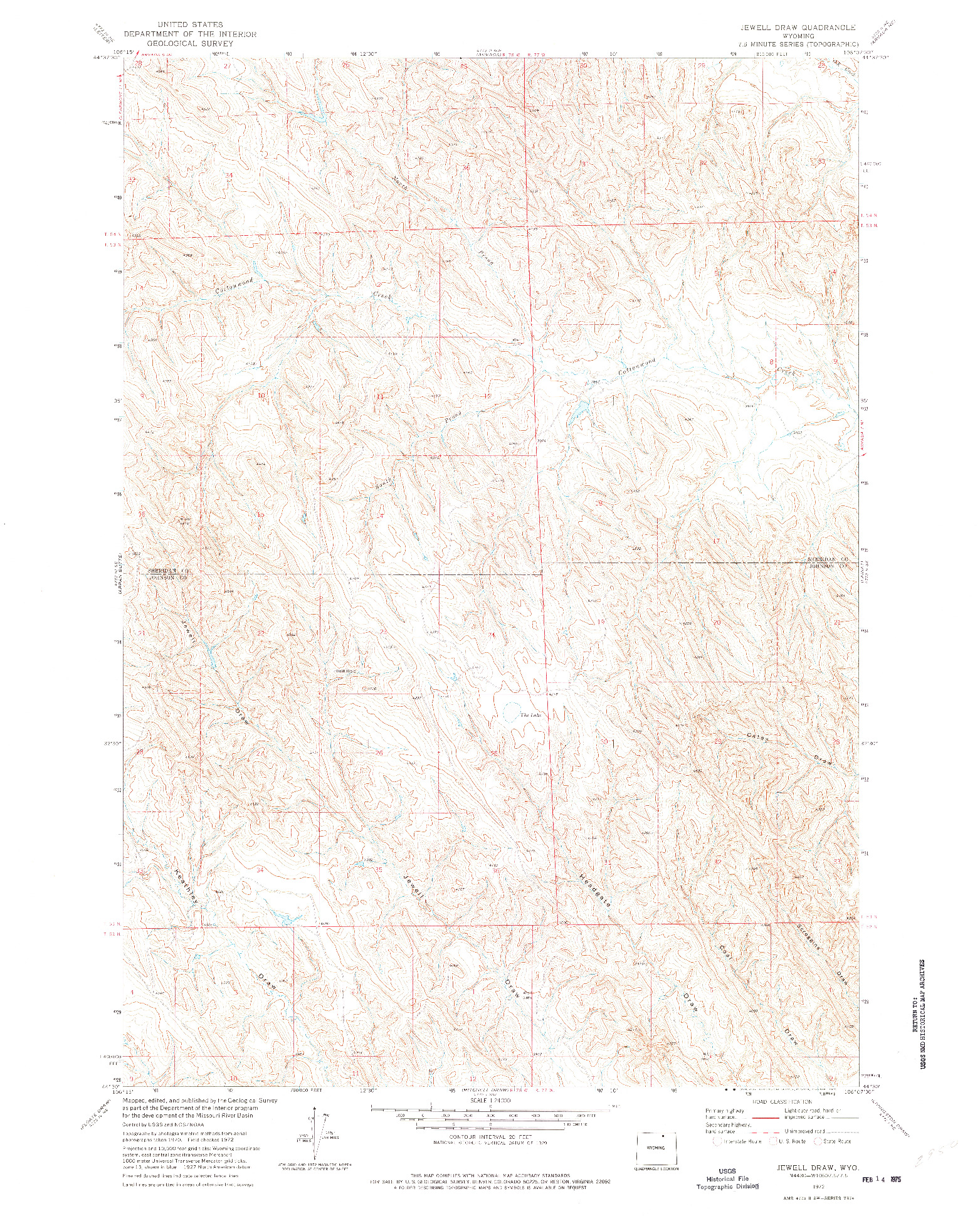 USGS 1:24000-SCALE QUADRANGLE FOR JEWELL DRAW, WY 1972