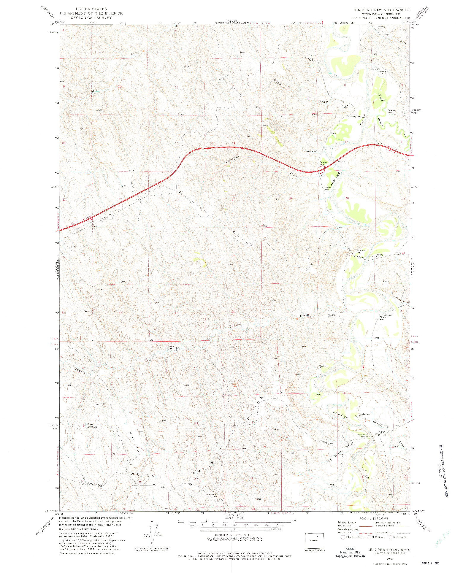 USGS 1:24000-SCALE QUADRANGLE FOR JUNIPER DRAW, WY 1972