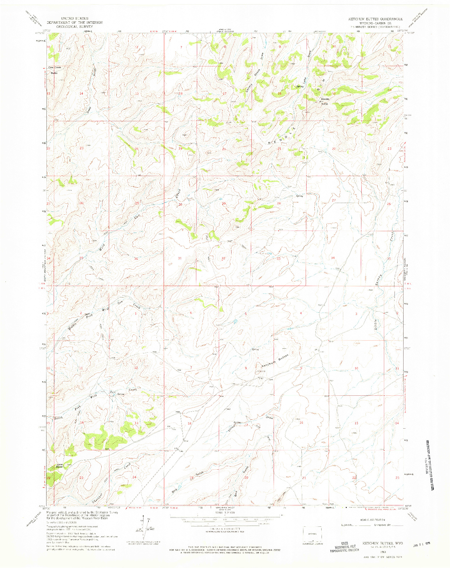 USGS 1:24000-SCALE QUADRANGLE FOR KETCHUM BUTTES, WY 1961