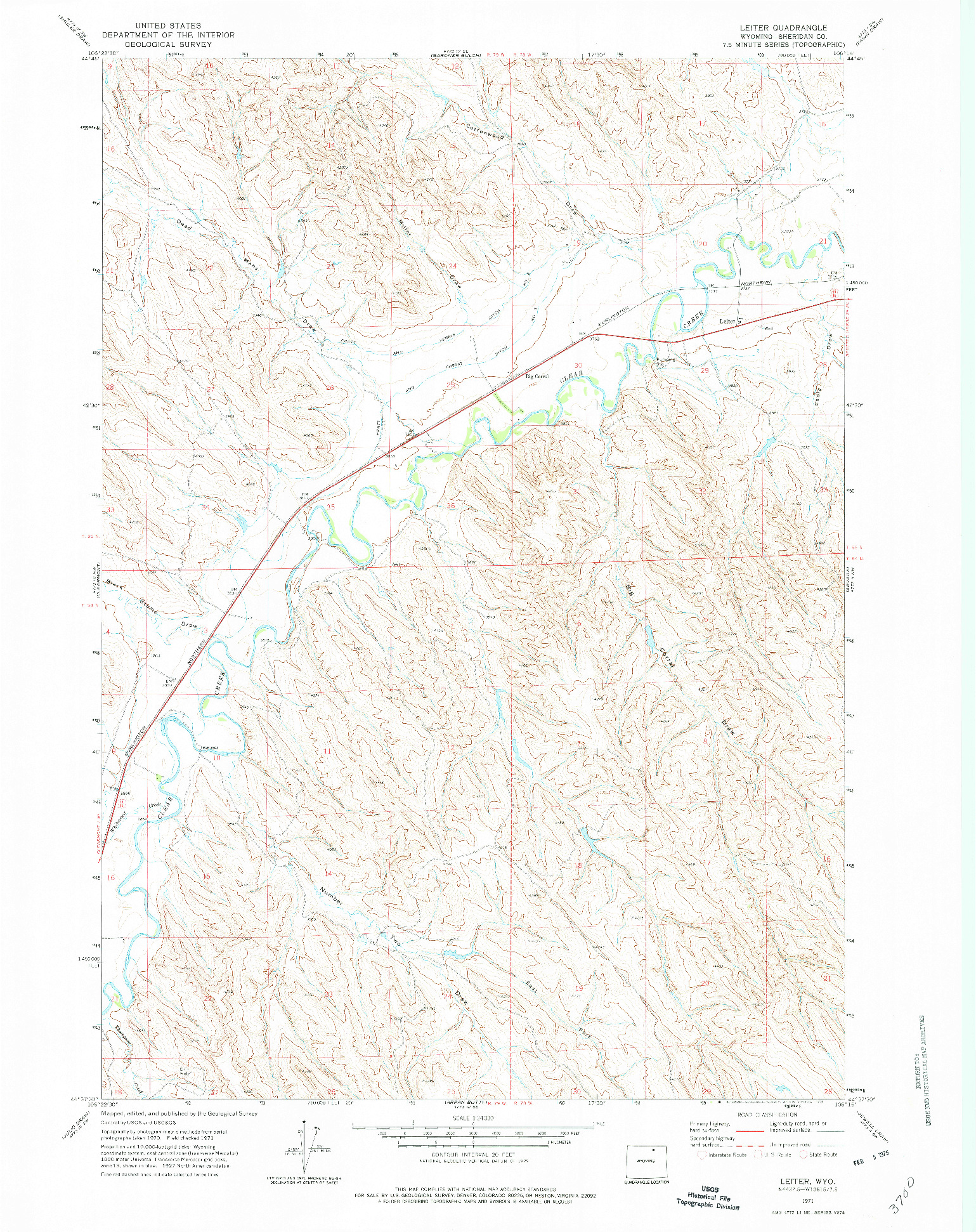 USGS 1:24000-SCALE QUADRANGLE FOR LEITER, WY 1971