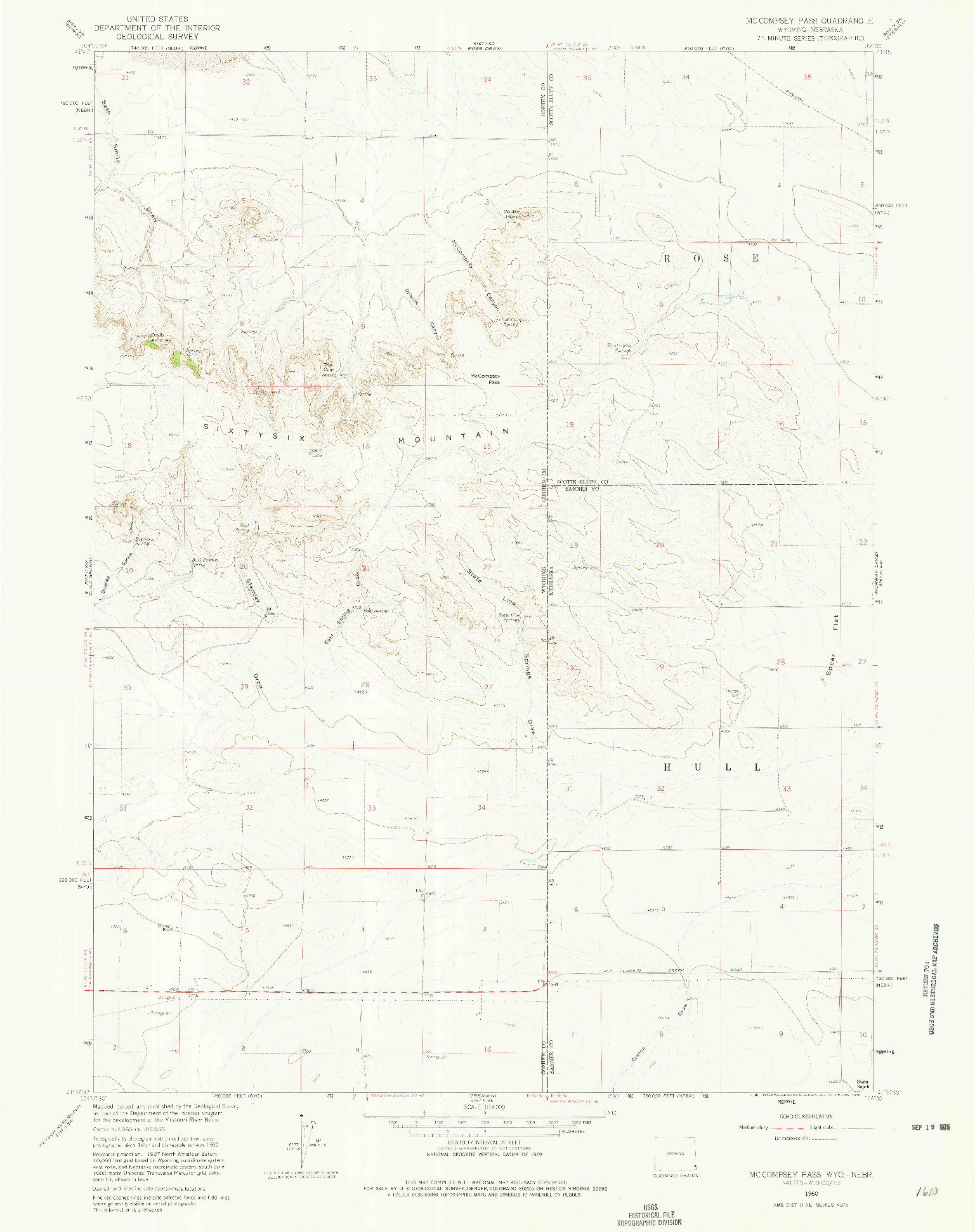USGS 1:24000-SCALE QUADRANGLE FOR MC COMPSEY PASS, WY 1960