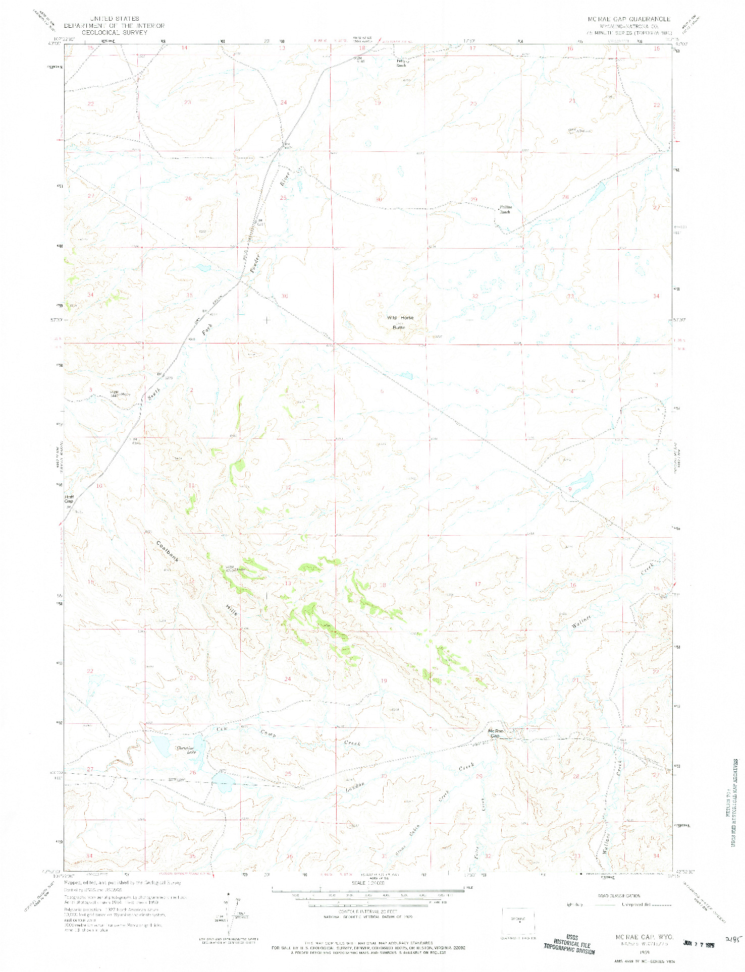 USGS 1:24000-SCALE QUADRANGLE FOR MC RAE GAP, WY 1959