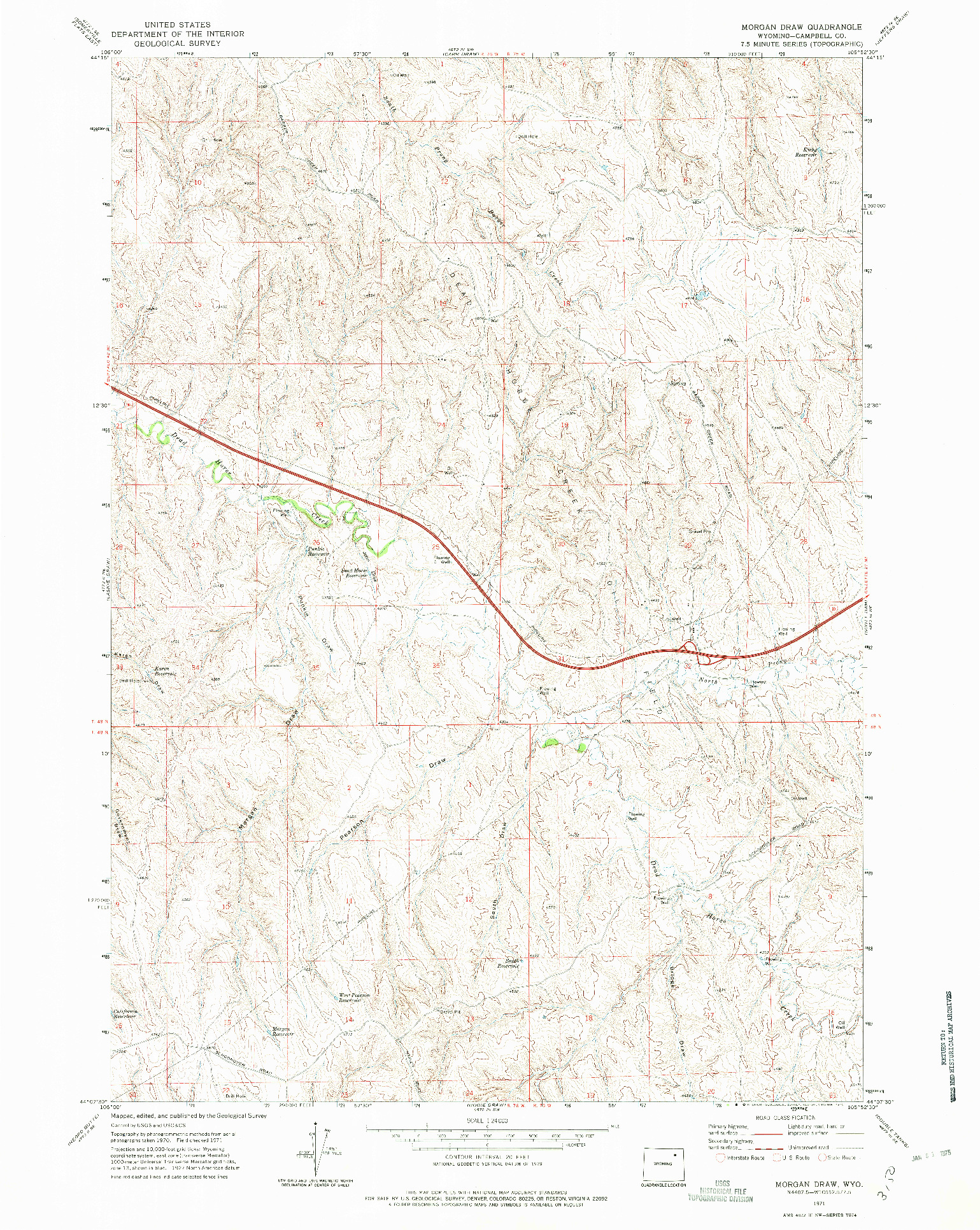 USGS 1:24000-SCALE QUADRANGLE FOR MORGAN DRAW, WY 1971