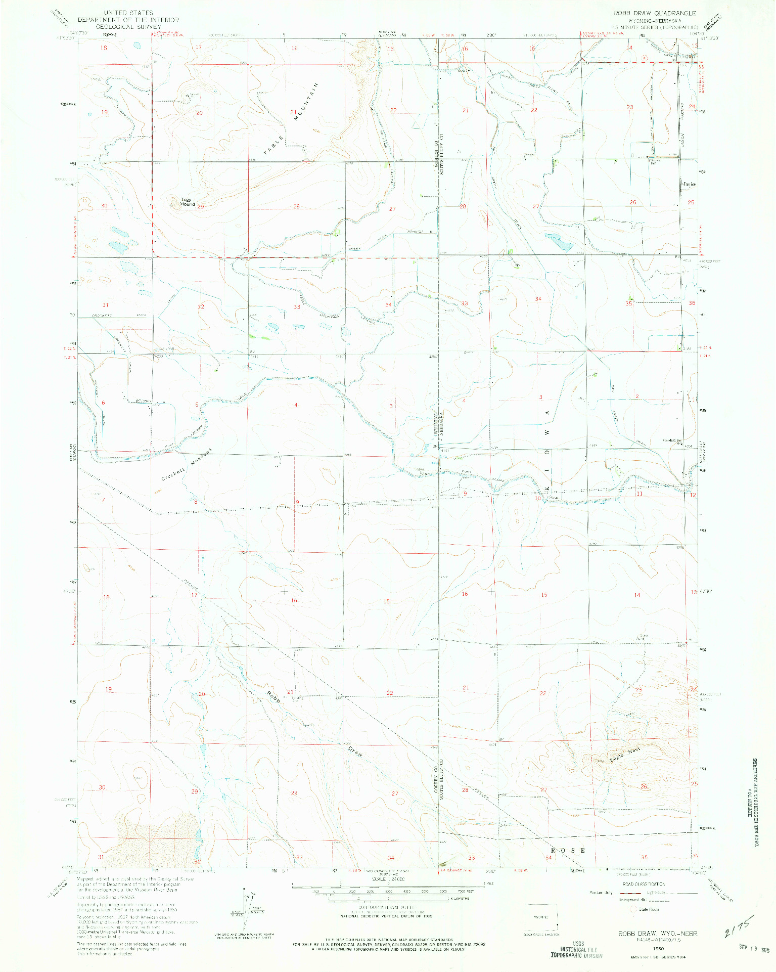 USGS 1:24000-SCALE QUADRANGLE FOR ROBB DRAW, WY 1960