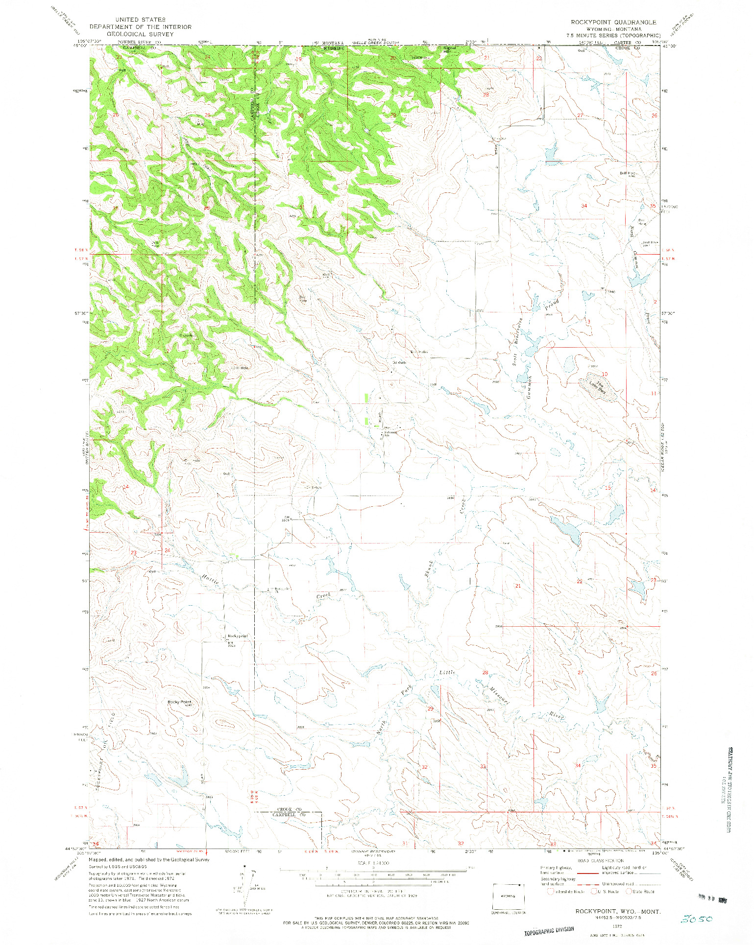 USGS 1:24000-SCALE QUADRANGLE FOR ROCKYPOINT, WY 1972