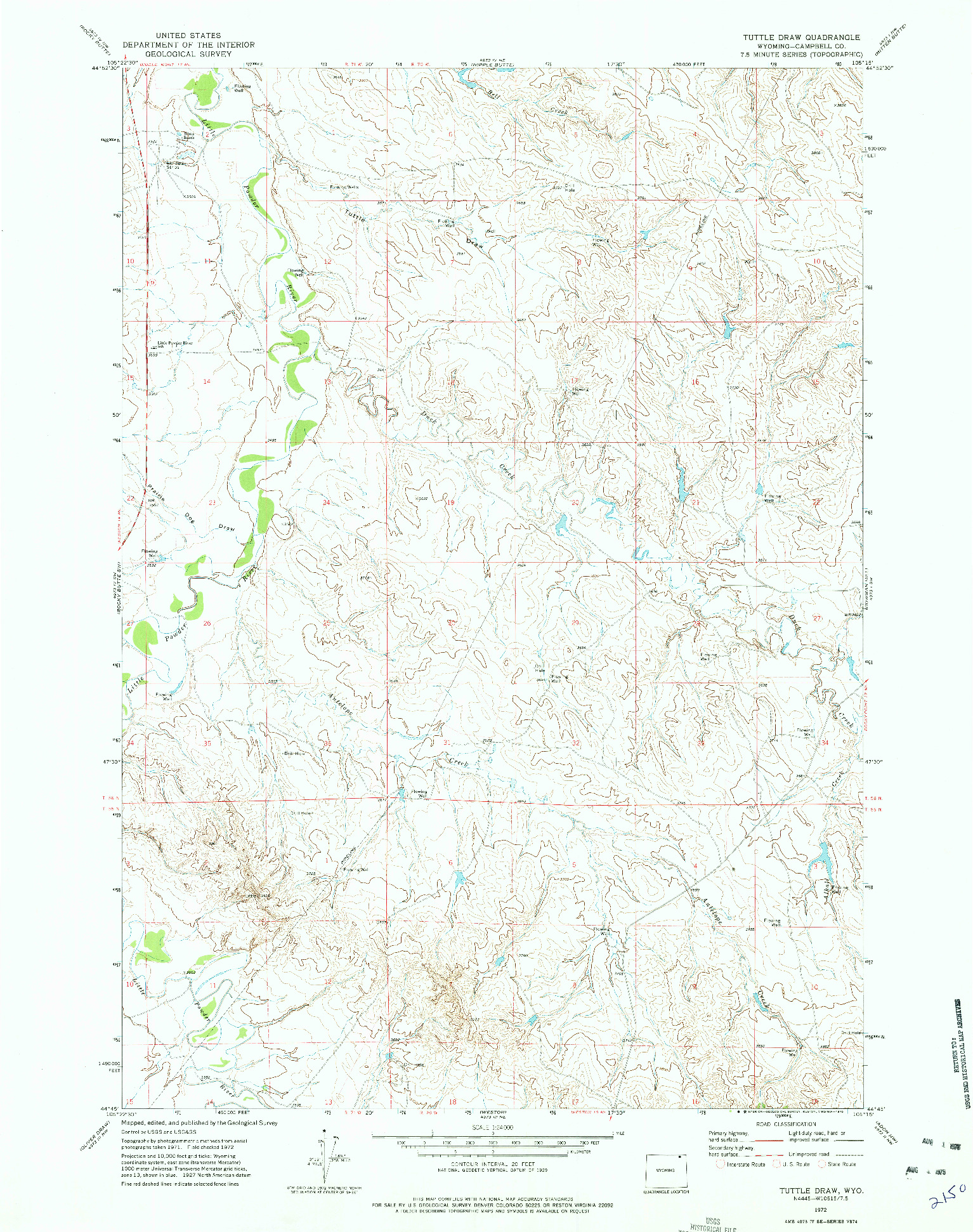 USGS 1:24000-SCALE QUADRANGLE FOR TUTTLE DRAW, WY 1972