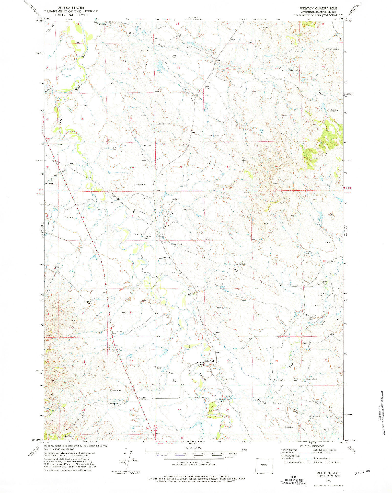 USGS 1:24000-SCALE QUADRANGLE FOR WESTON, WY 1972