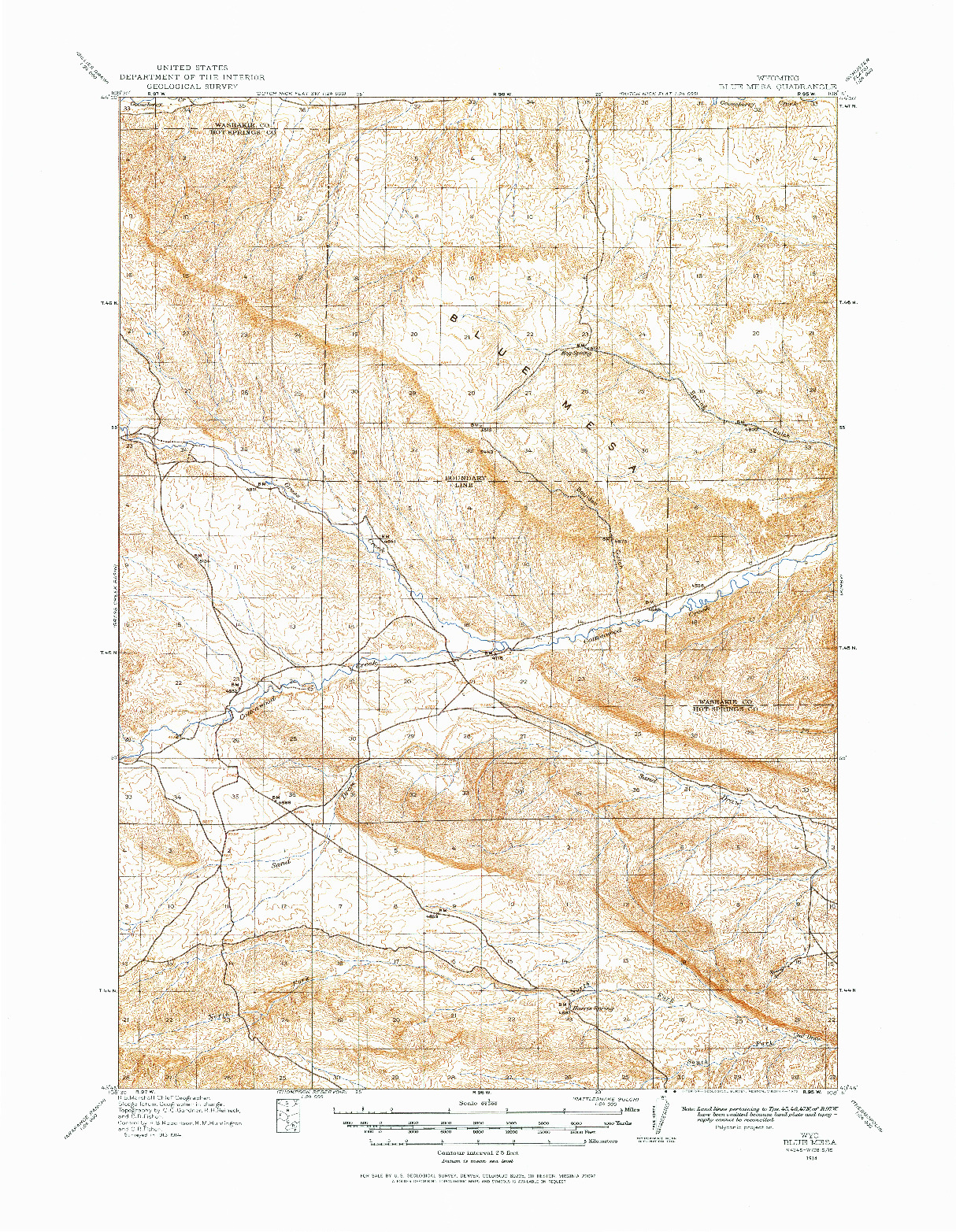 USGS 1:62500-SCALE QUADRANGLE FOR BLUE MESA, WY 1914