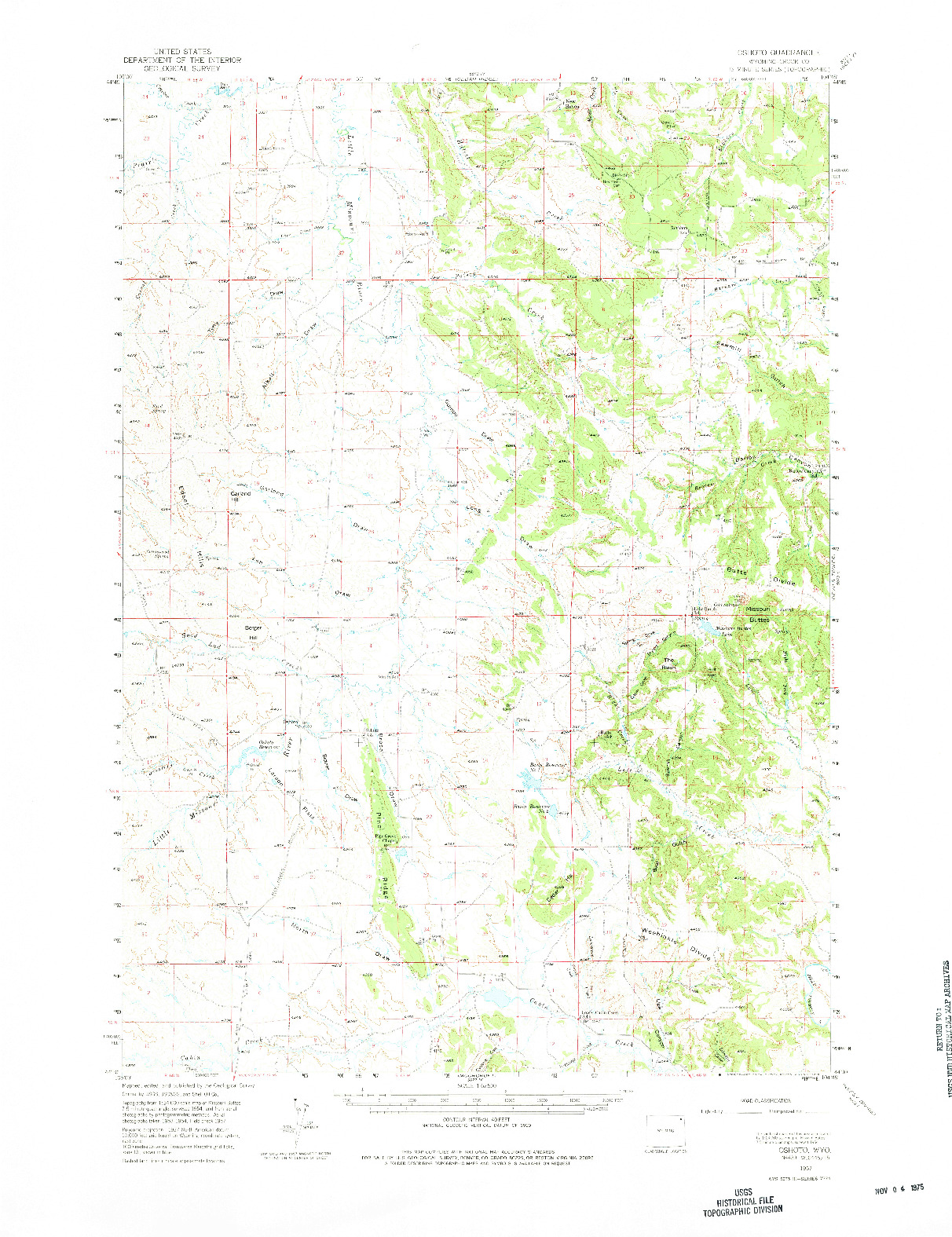 USGS 1:62500-SCALE QUADRANGLE FOR OSHOTO, WY 1957