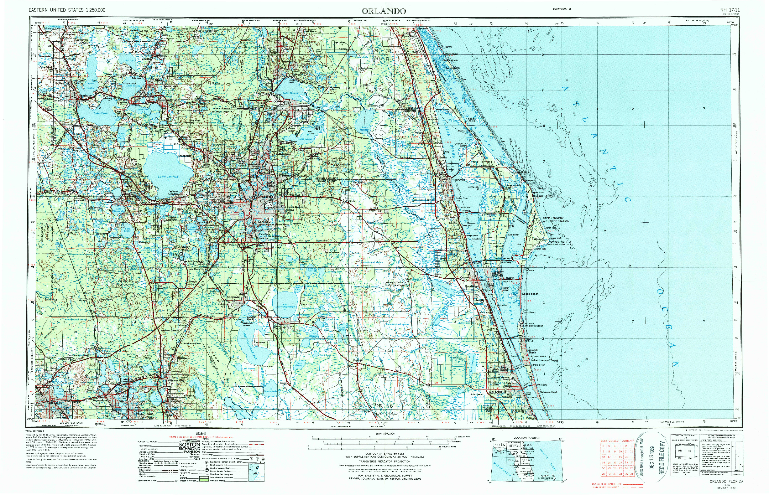 USGS 1:250000-SCALE QUADRANGLE FOR ORLANDO, FL 1955