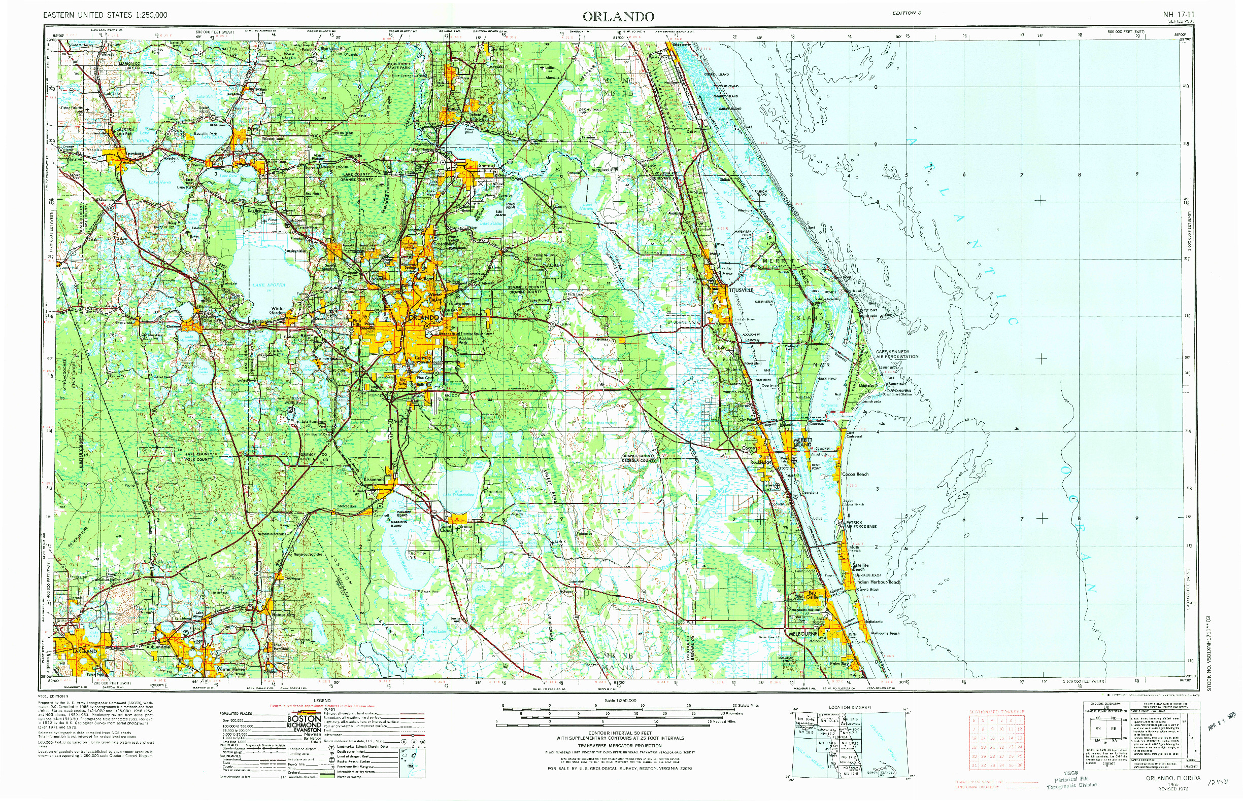 USGS 1:250000-SCALE QUADRANGLE FOR ORLANDO, FL 1955