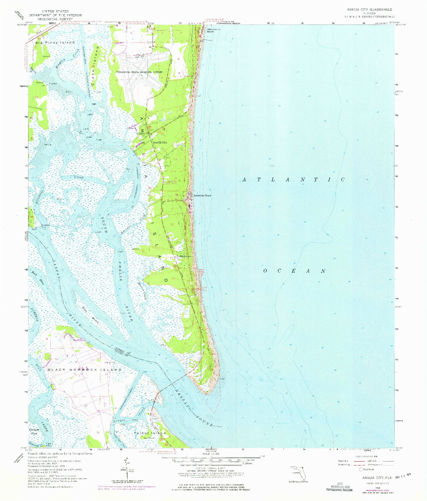 USGS 1:24000-SCALE QUADRANGLE FOR AMELIA CITY, FL 1958