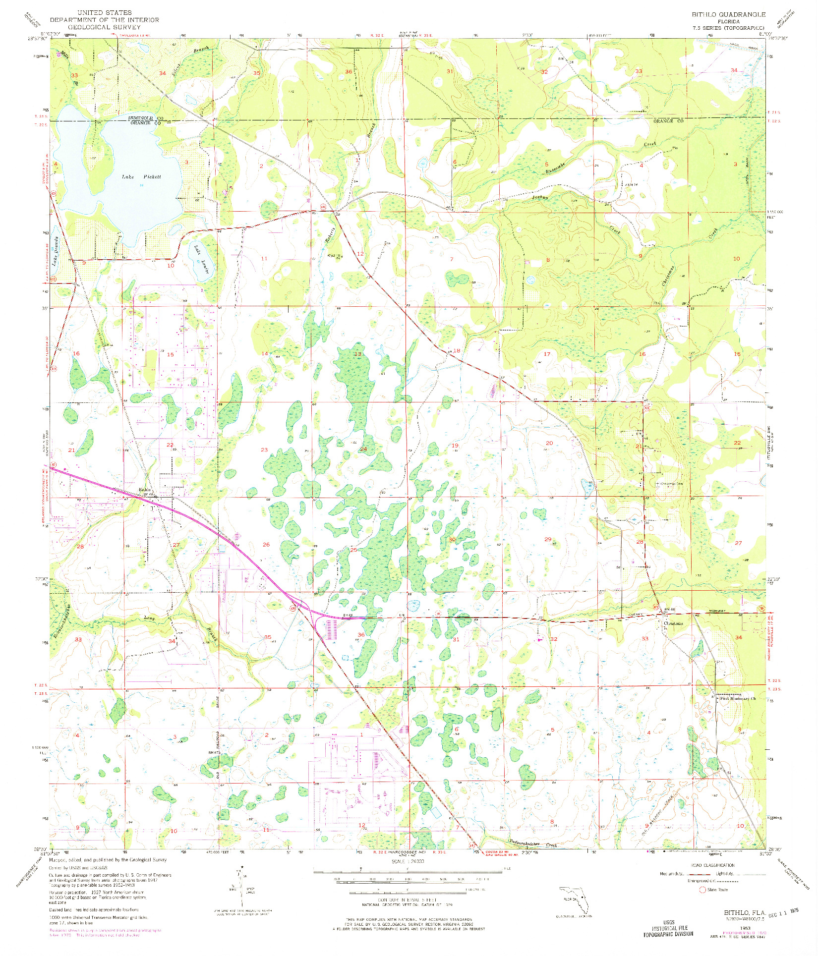 USGS 1:24000-SCALE QUADRANGLE FOR BITHLO, FL 1953