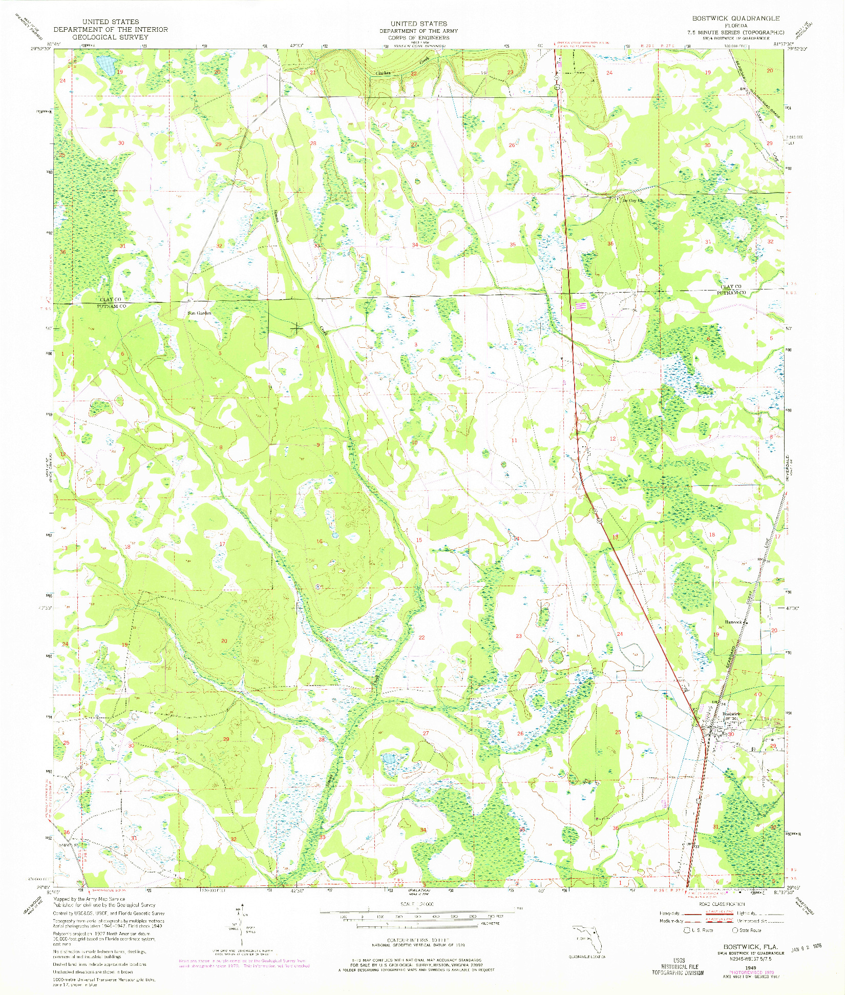 USGS 1:24000-SCALE QUADRANGLE FOR BOSTWICK, FL 1949