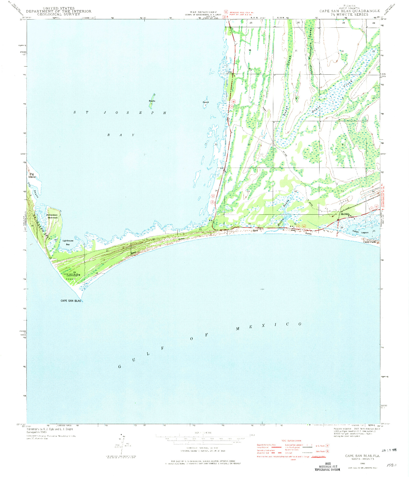 USGS 1:24000-SCALE QUADRANGLE FOR CAPE SAN BLAS, FL 1943
