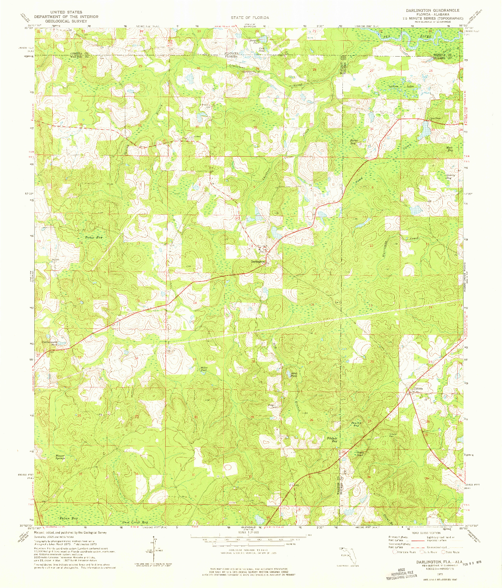 USGS 1:24000-SCALE QUADRANGLE FOR DARLINGTON, FL 1973