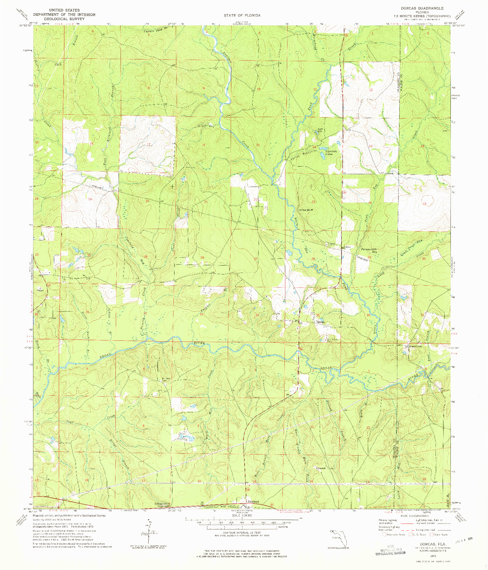 USGS 1:24000-SCALE QUADRANGLE FOR DORCAS, FL 1973