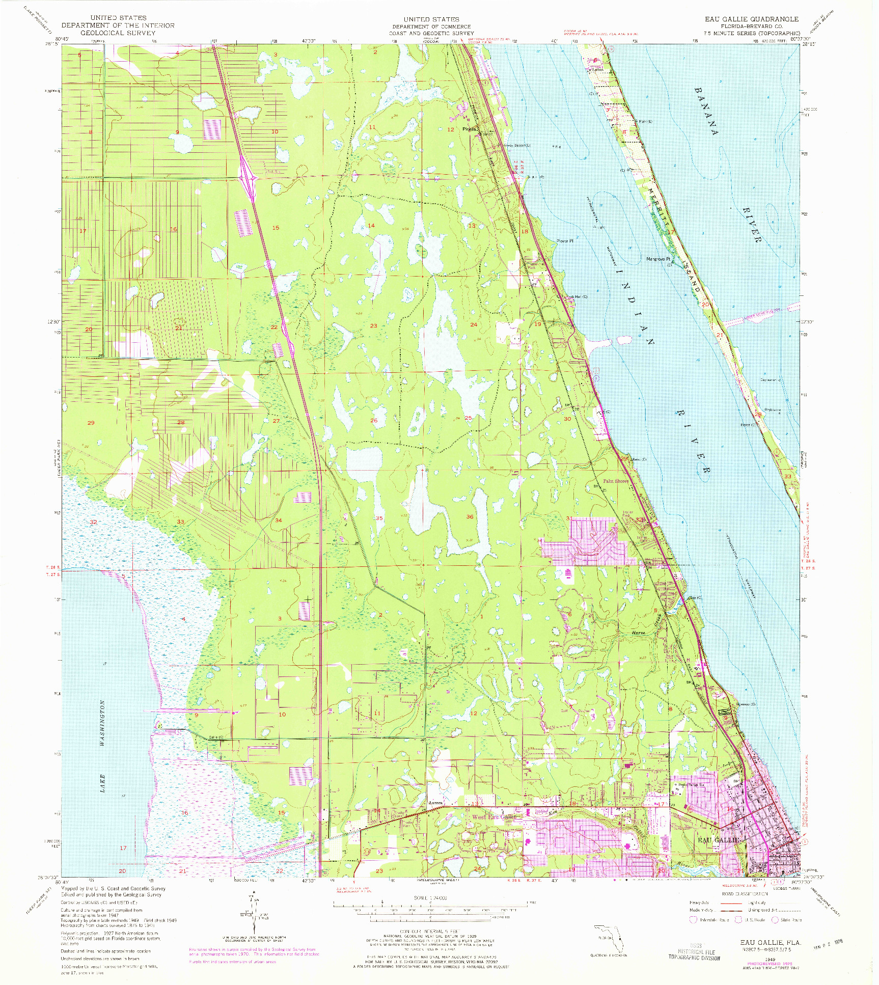 USGS 1:24000-SCALE QUADRANGLE FOR EAU GALLIE, FL 1949