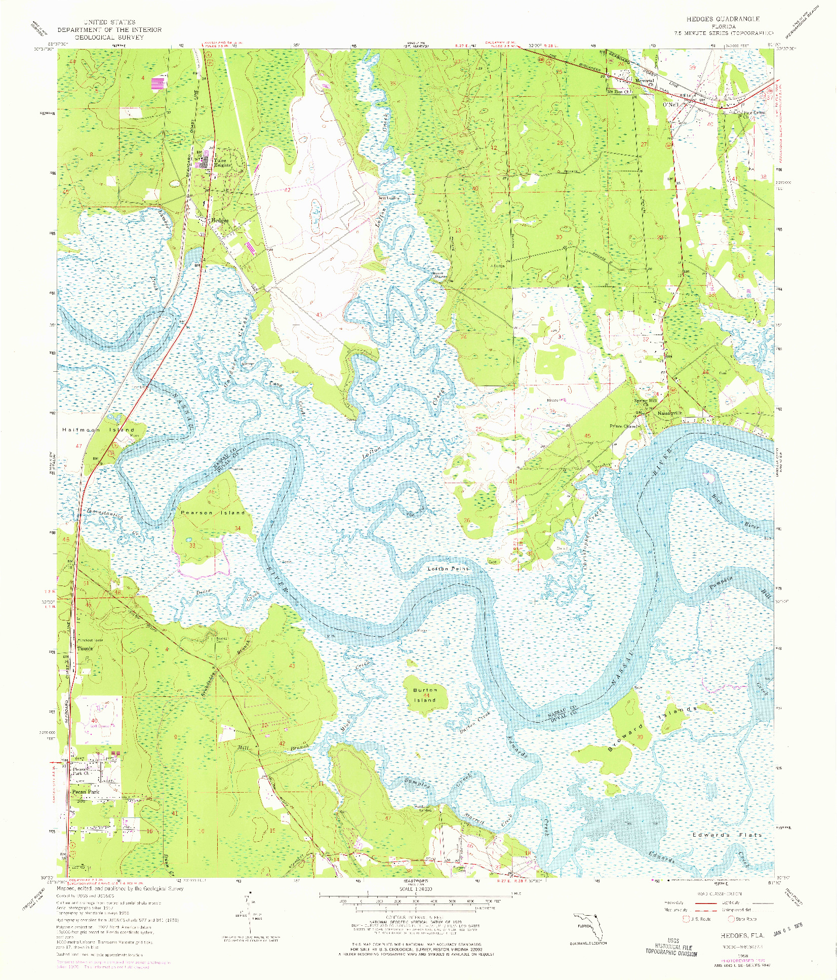 USGS 1:24000-SCALE QUADRANGLE FOR HEDGES, FL 1958