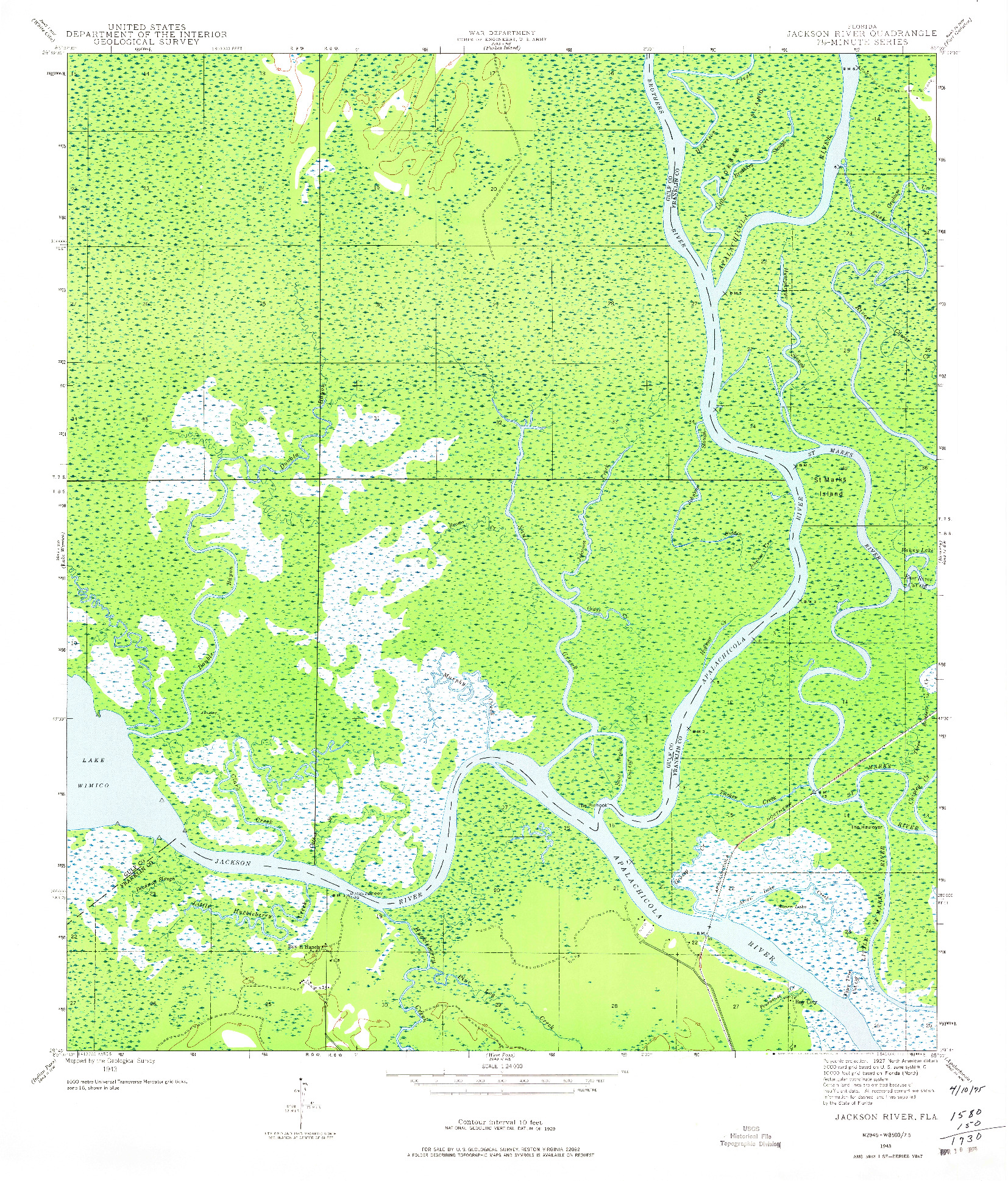 USGS 1:24000-SCALE QUADRANGLE FOR JACKSON RIVER, FL 1943