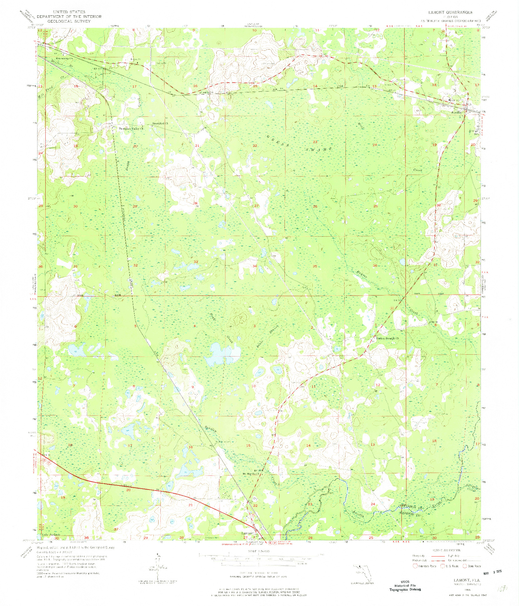 USGS 1:24000-SCALE QUADRANGLE FOR LAMONT, FL 1955