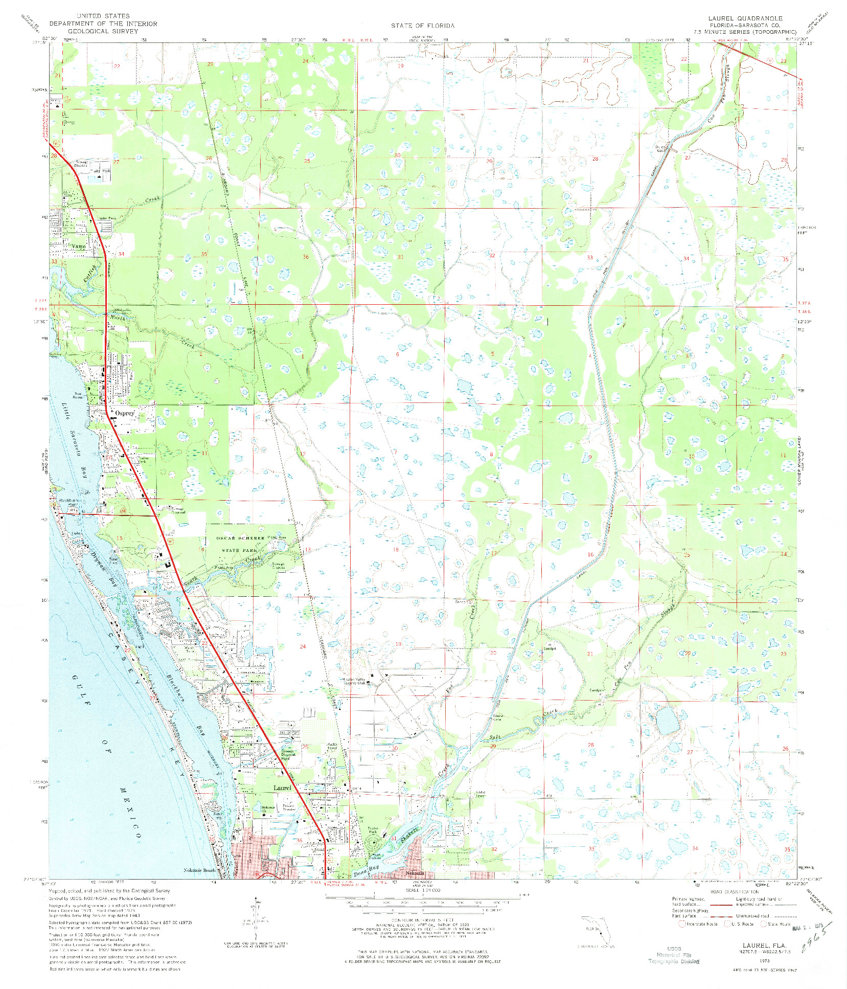 USGS 1:24000-SCALE QUADRANGLE FOR LAUREL, FL 1973