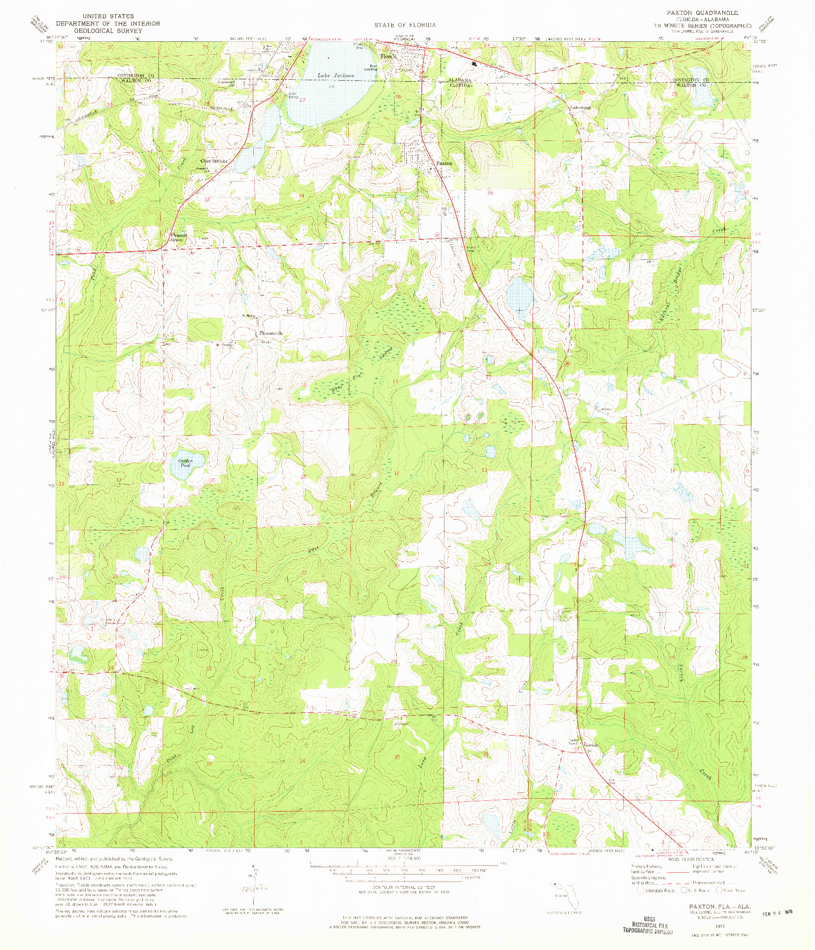 USGS 1:24000-SCALE QUADRANGLE FOR PAXTON, FL 1973