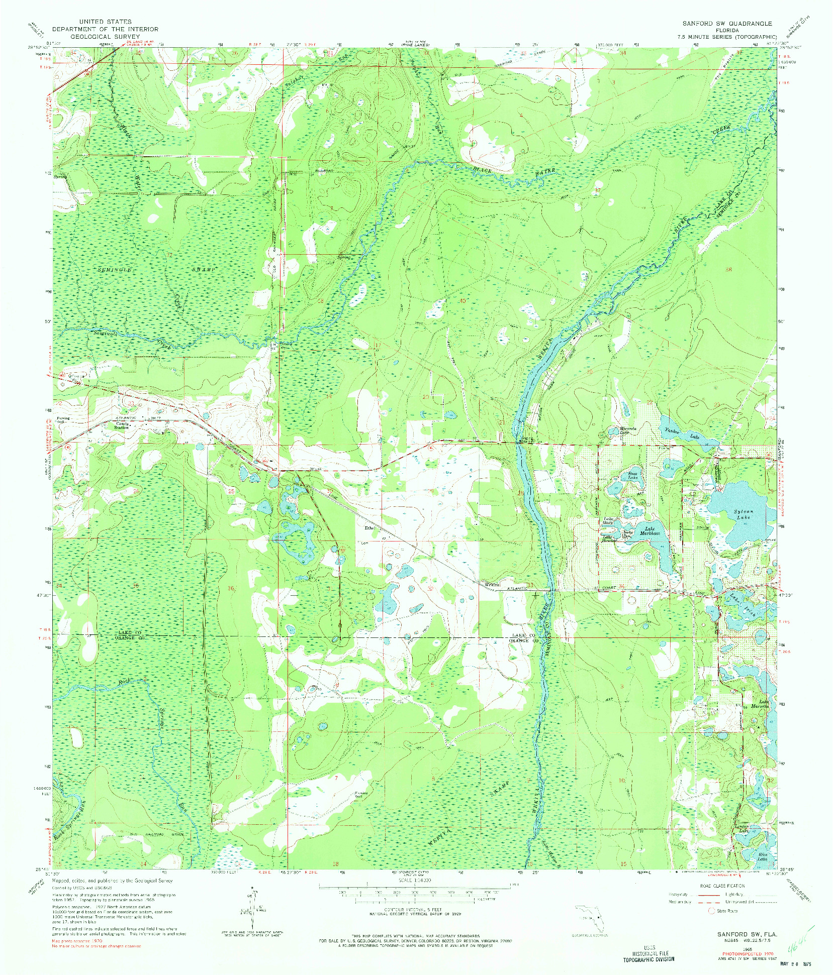 USGS 1:24000-SCALE QUADRANGLE FOR SANFORD SW, FL 1965