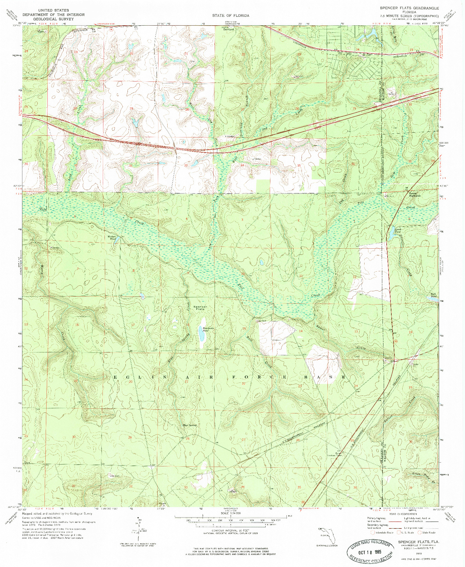 USGS 1:24000-SCALE QUADRANGLE FOR SPENCER FLATS, FL 1973