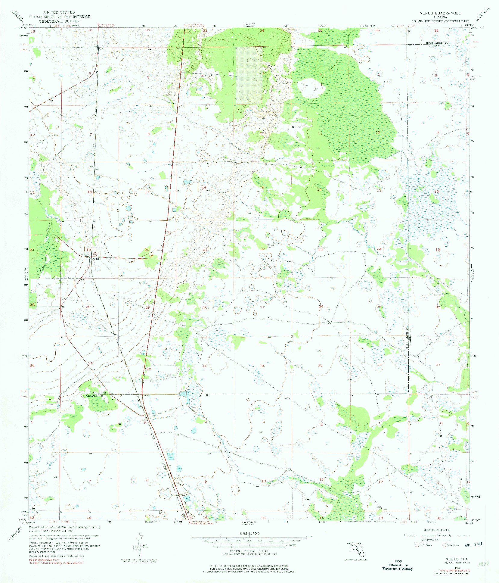 USGS 1:24000-SCALE QUADRANGLE FOR VENUS, FL 1957