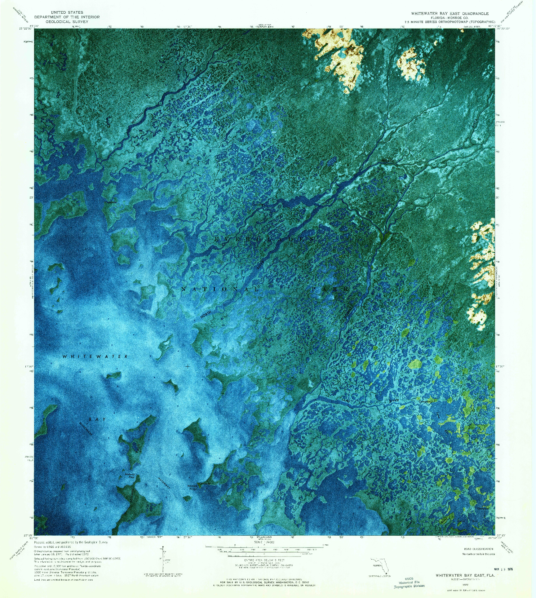 USGS 1:24000-SCALE QUADRANGLE FOR WHITEWATER BAY EAST, FL 1972